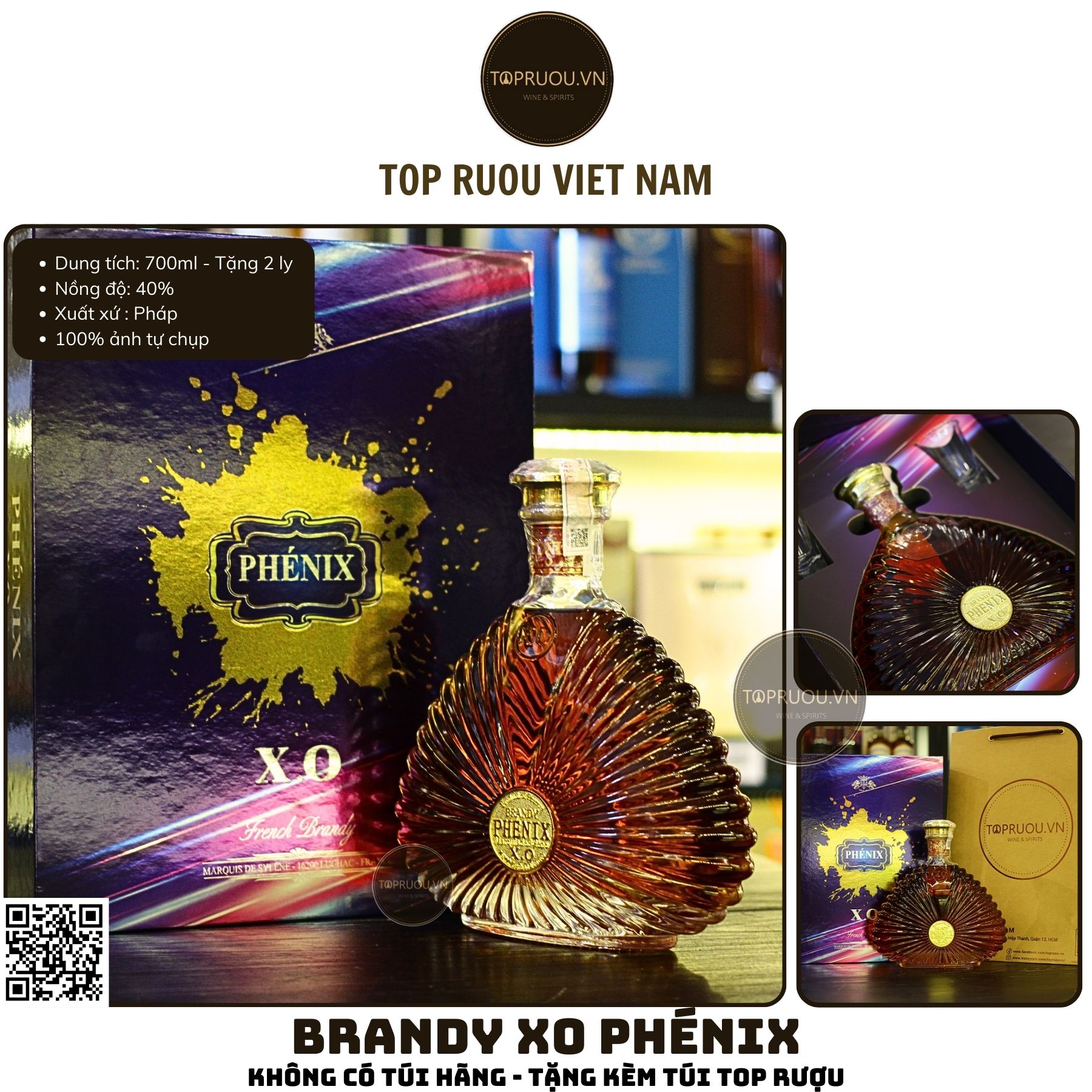 Brandy XO Phenix - 700ml - 40% - Pháp
