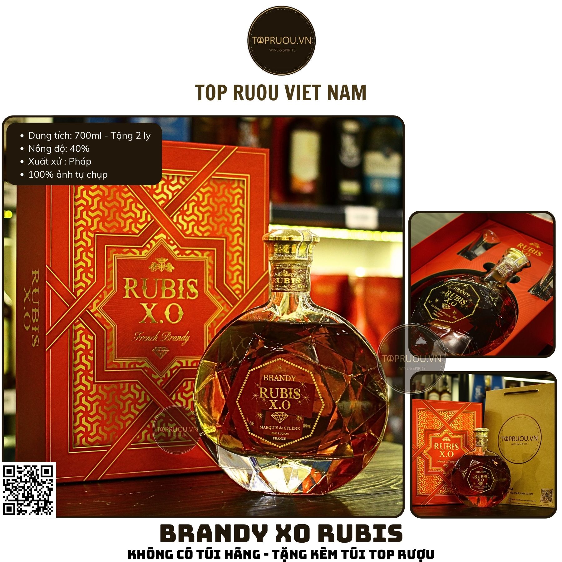 Brandy Rubis XO - 700ml - 40% - Pháp