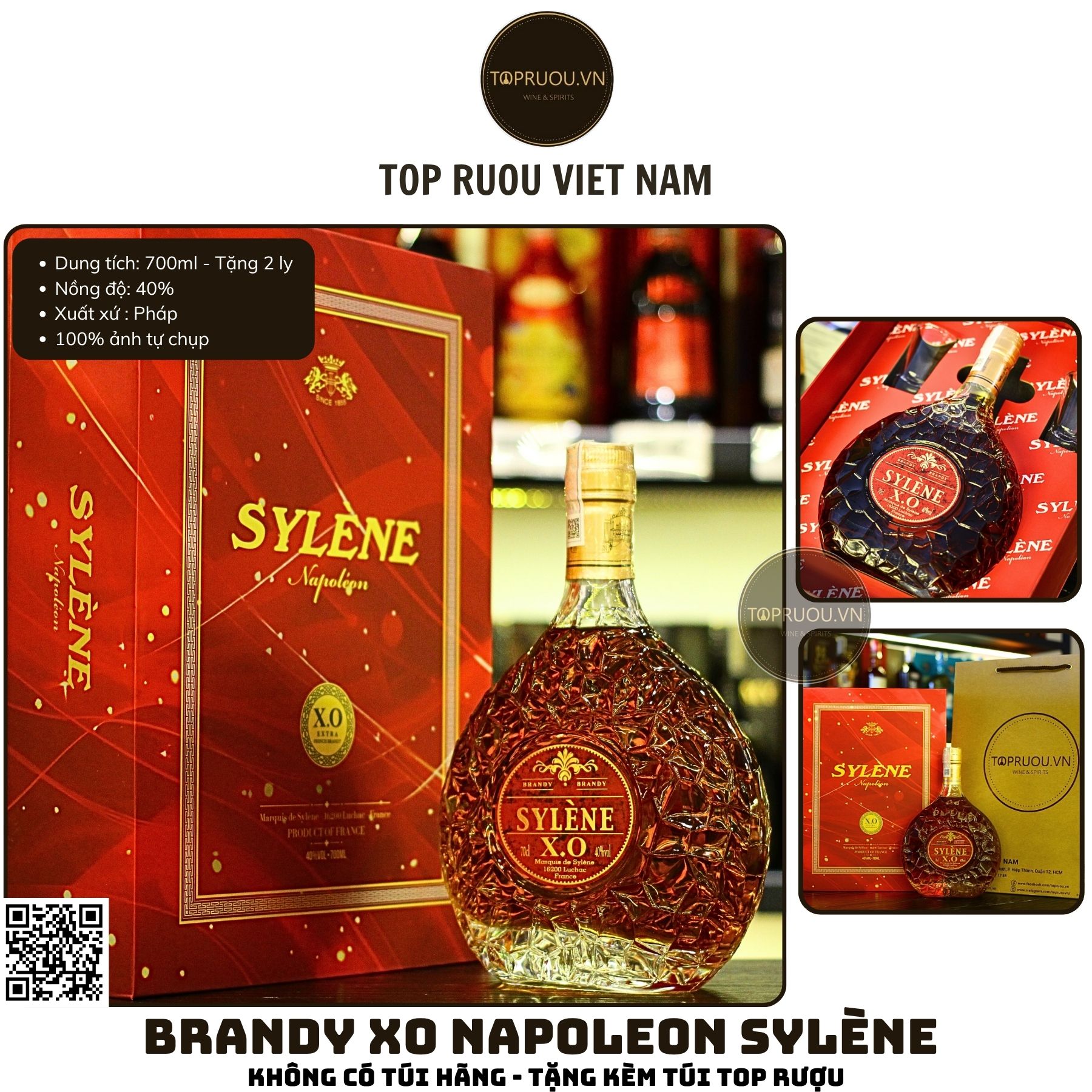Brandy XO Napoleon Sylène - 700ml - 40% - Pháp