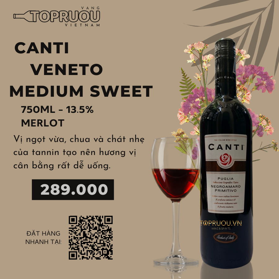 Vang Canti Merlot Veneto Medium Sweet 750ml - Italia - 11.5%
