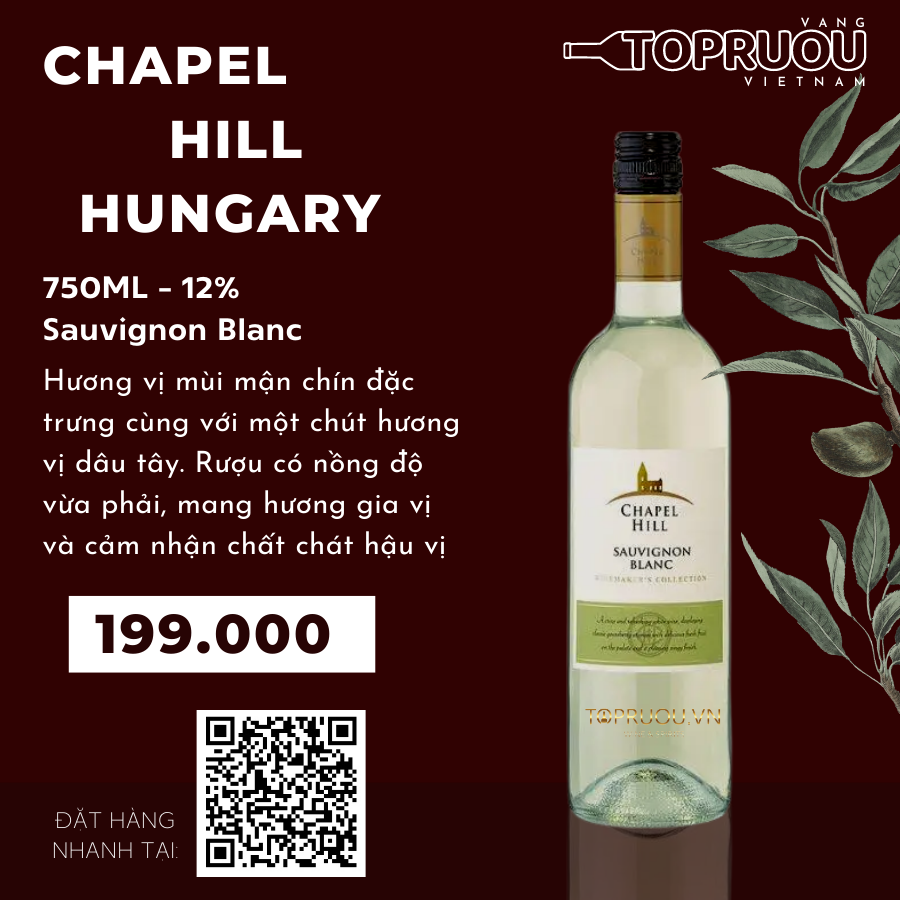 Vang Trắng Chapel Hill Sauvignon Blanc 750ml - Hungary - 12%
