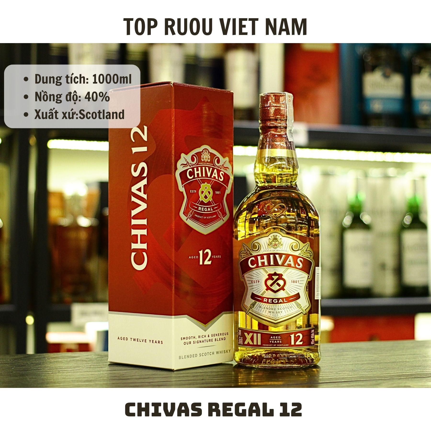 Whisky Chivas Regal 12 - 1000ml - 40% - Scotland