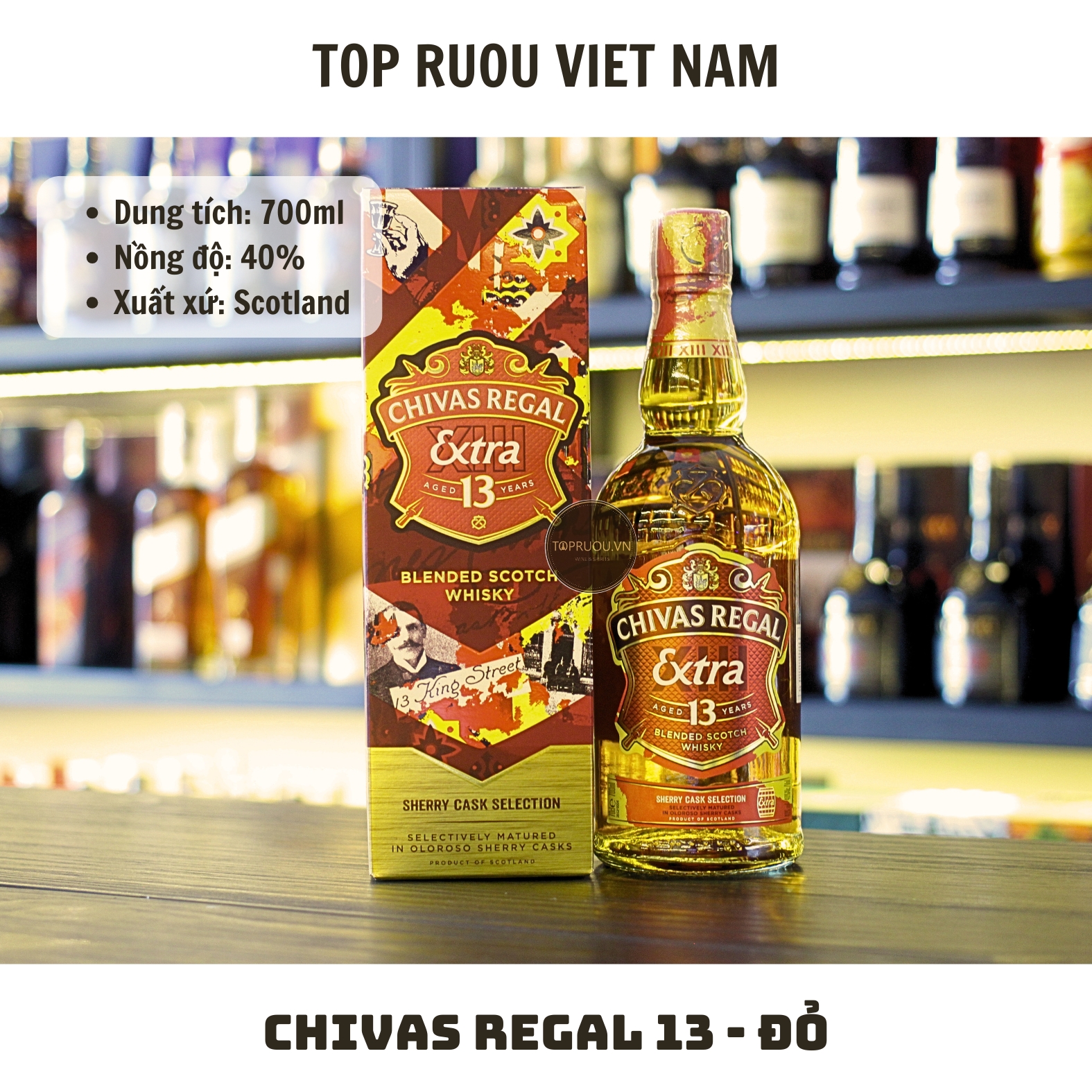 Whisky Chivas Regal 13 Đỏ - 700ml - 40% - Scotland