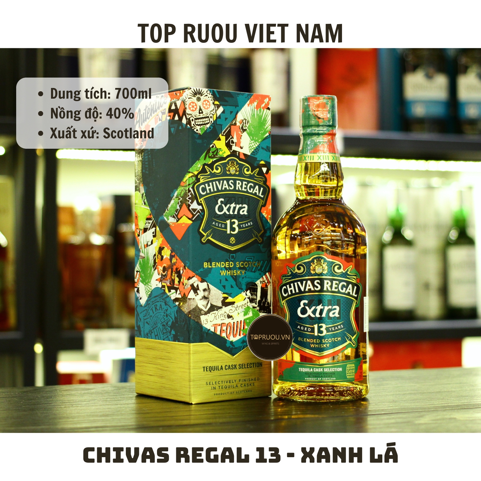 Whisky Chivas Regal 13 Xanh Lá - 700ml - 40% - Scotland