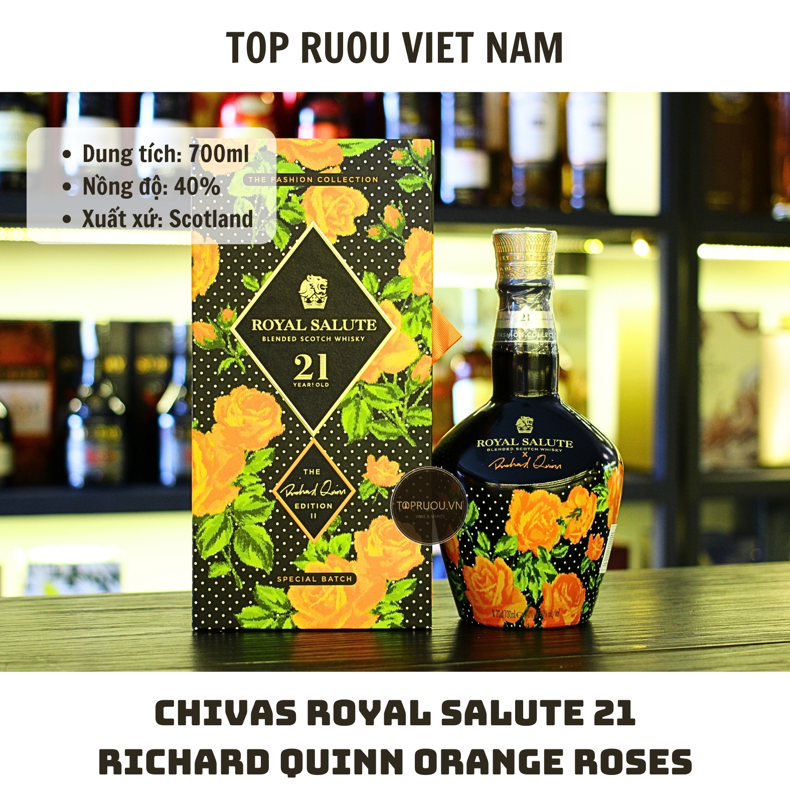 Whisky Chivas Royal Salute 21 Richard Quinn Orange Roses - 700ml - 40% - Scotland