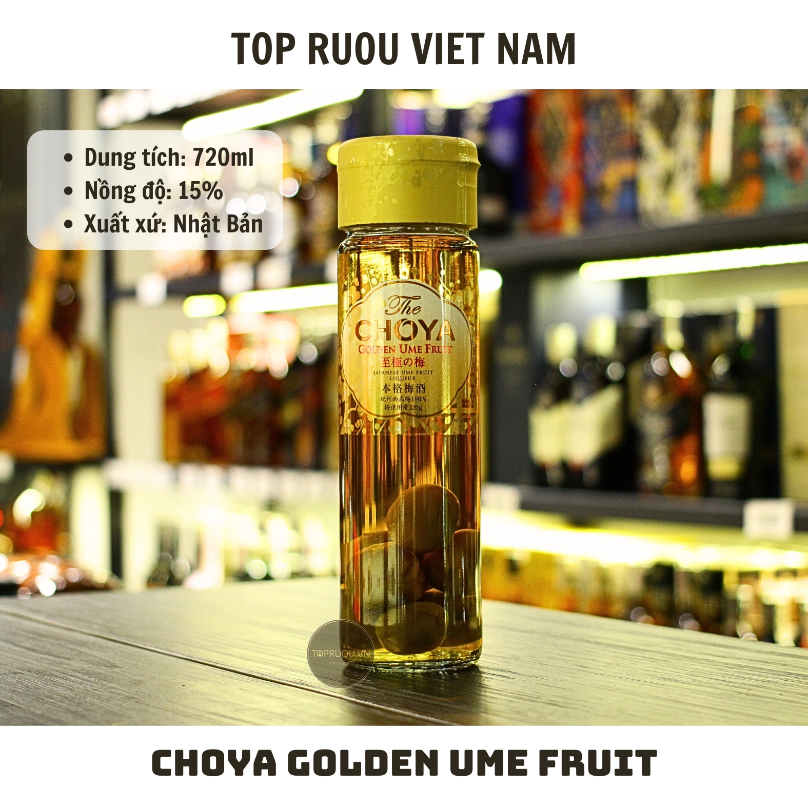 Rượu Mơ Choya Golden Ume Fruit - 720ml - 15% - Nhật Bản