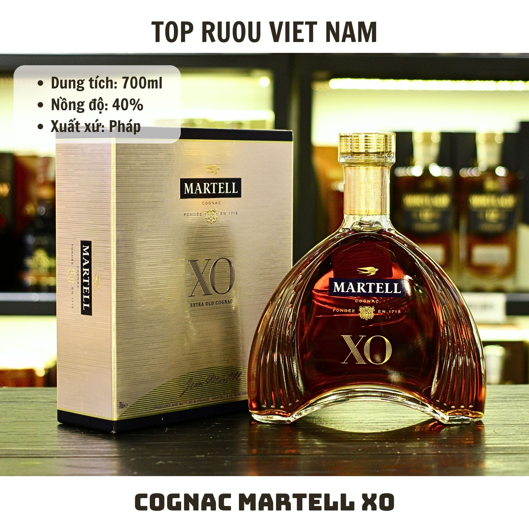 Cognac Martell XO - 700ml - 40% - Pháp