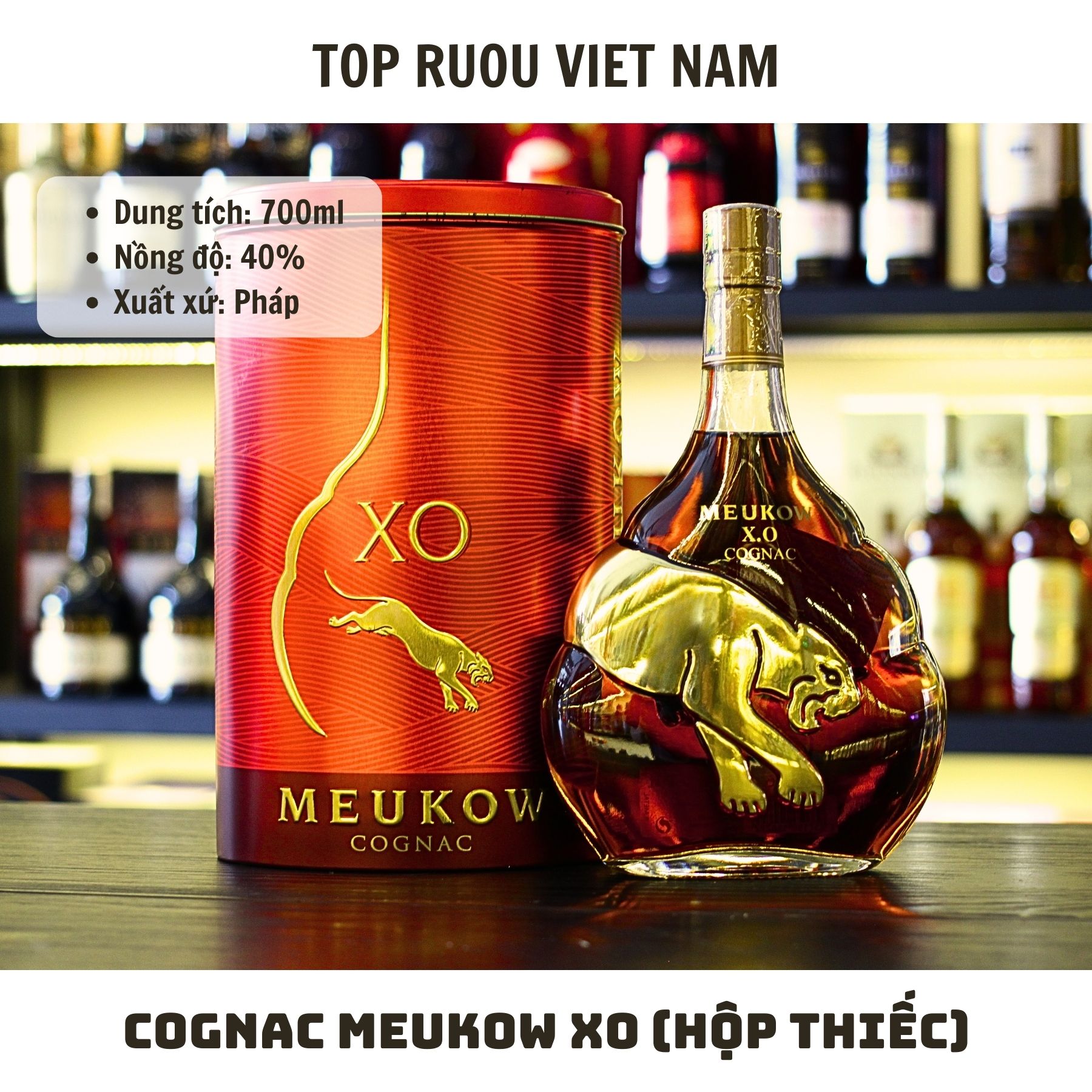 Cognac Meukow XO (Hộp thiếc) - 700ml - 40% - Pháp