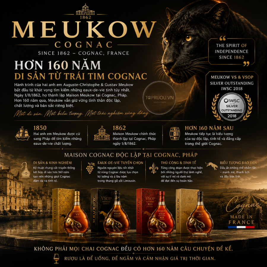 Cognac Meukow XO - 700ml - 40% - Pháp