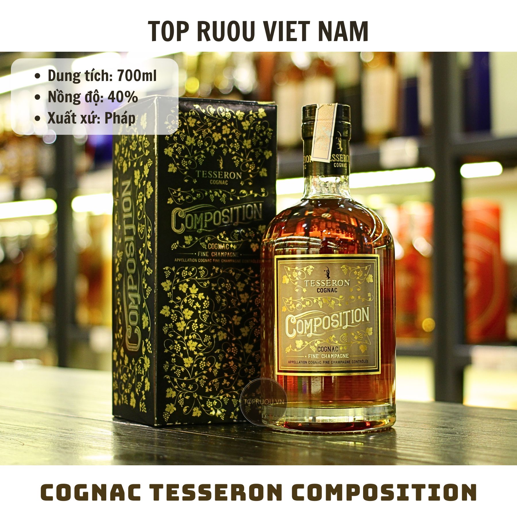 Cognac Tesseron Composition - 700ml - 40% - Pháp