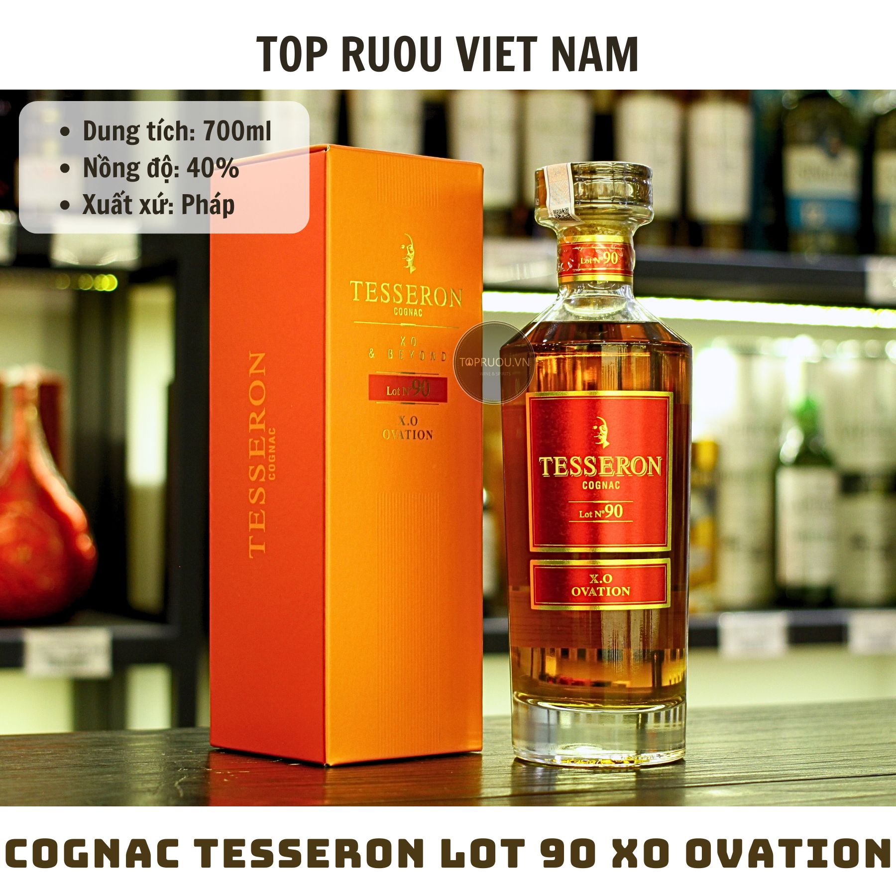 Cognac Tesseron Lot 90 XO Ovation - 700ml - 40% - Pháp
