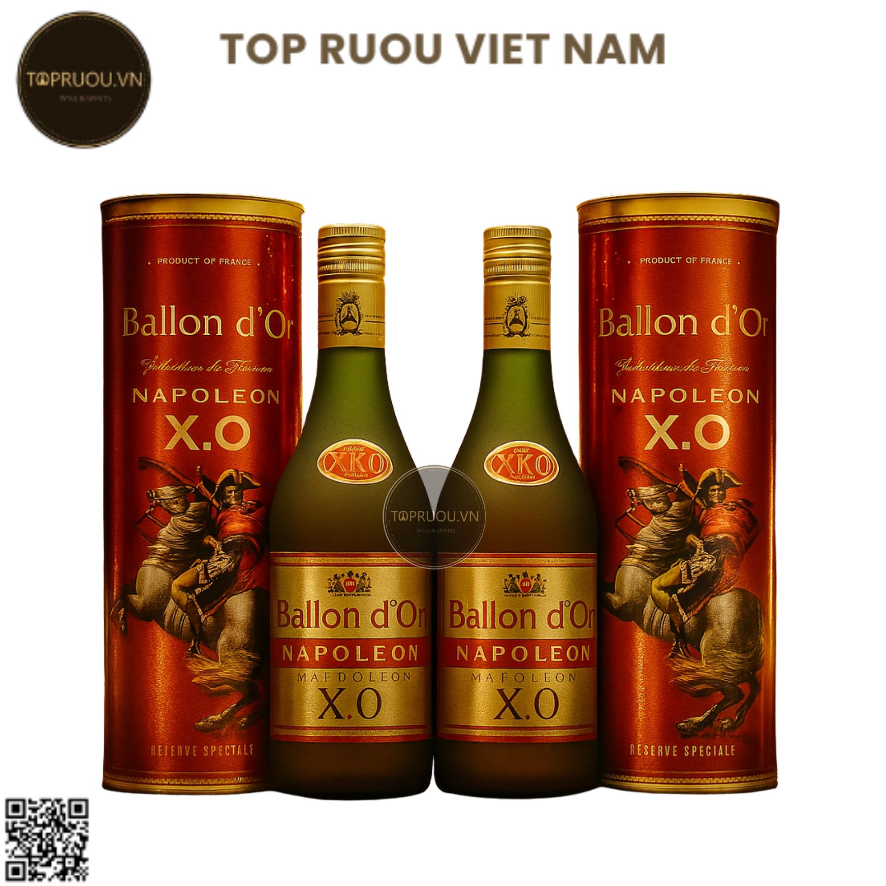 Combo 2 Chai Brandy XO Ballon D'or (Dạng Chai) - 700ml - 40% - Pháp
