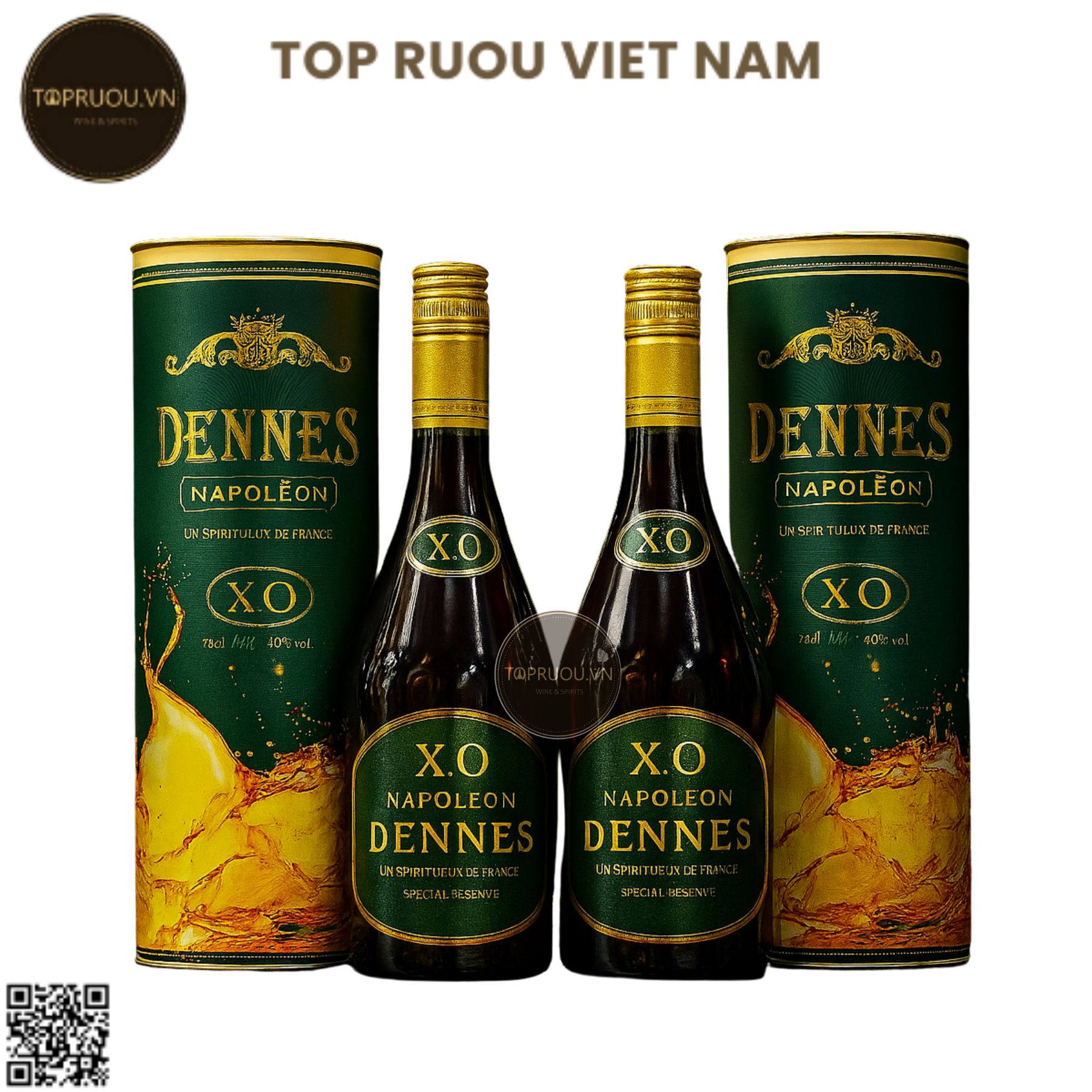 Combo 2 Chai Brandy XO Dennes Napoleon (Dạng Chai) - 700ml - 40% - Pháp