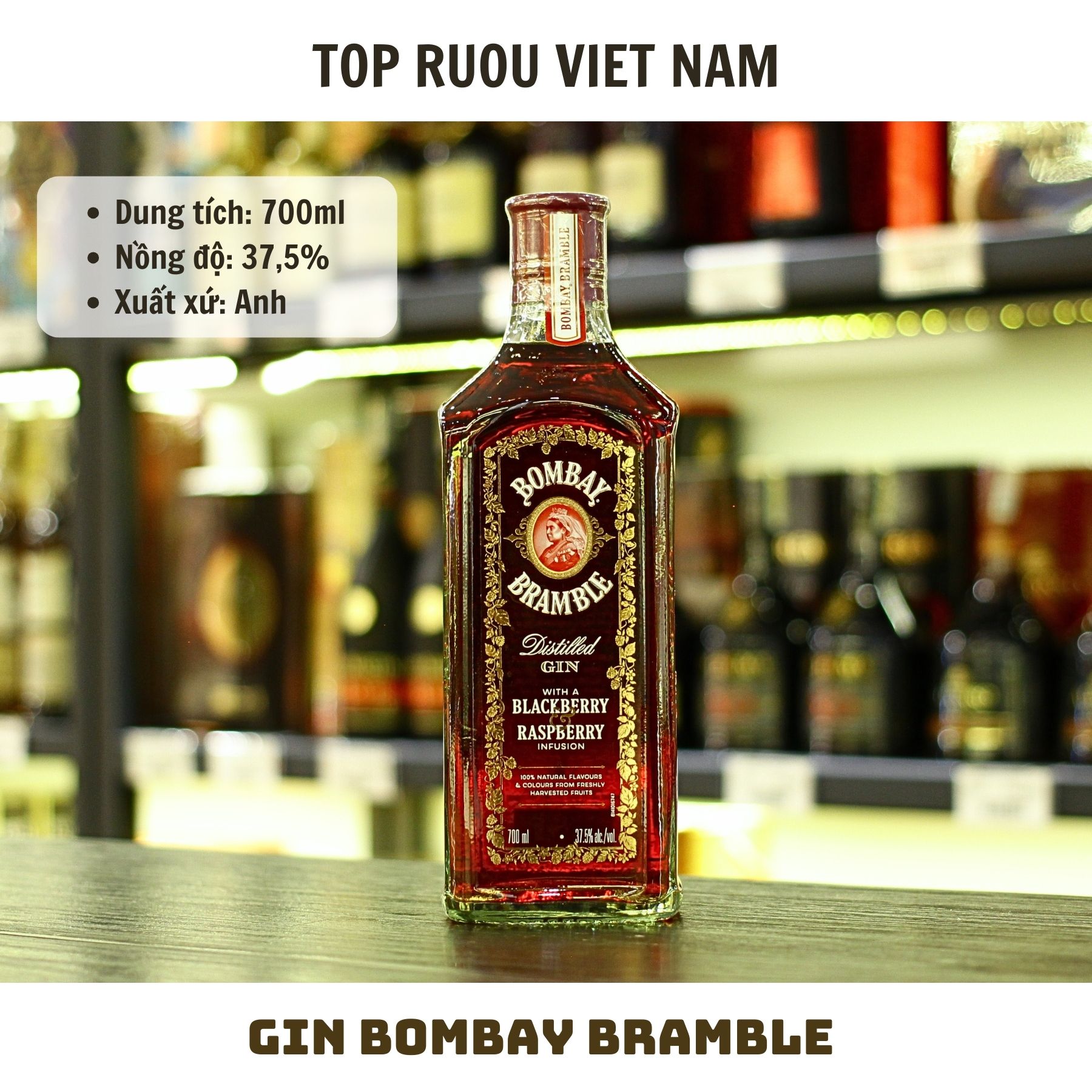 Gin Bombay Bramble ( Đỏ) 700ml - 37,5% - Anh