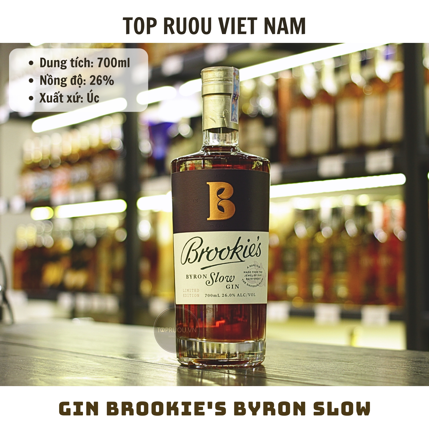 Gin Brookie's Byron Slow - 700ml - 26% - Úc