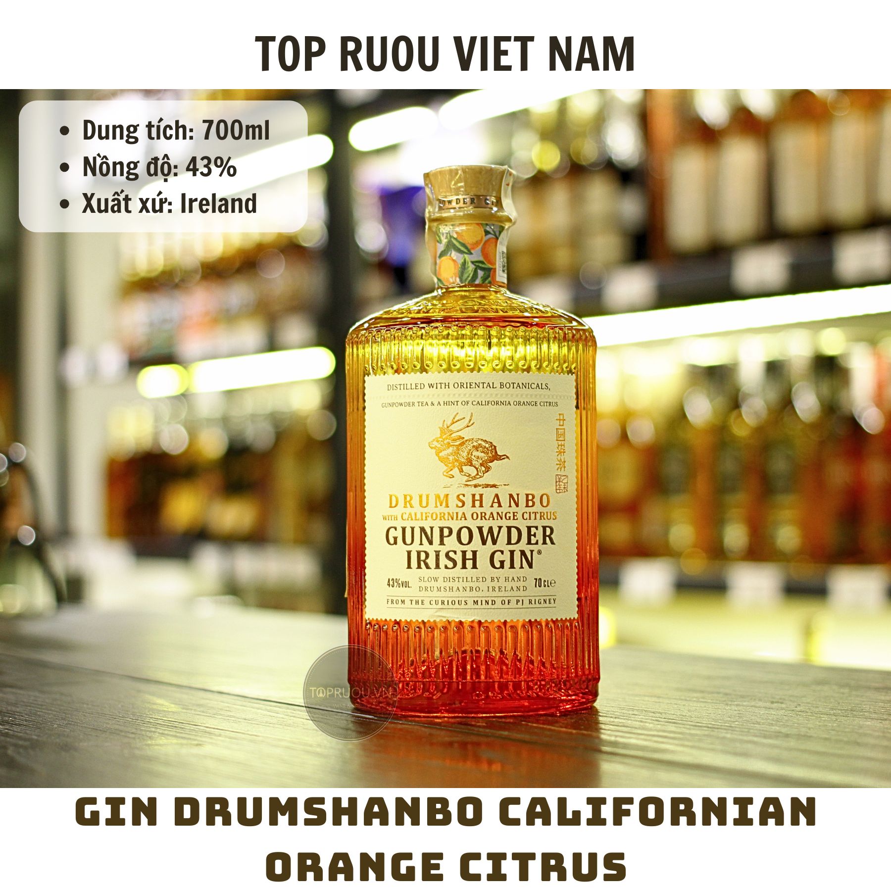 Gin Drumshanbo Californian Orange Citrus Gunpowder Irish - 700ml - 43% - Ireland