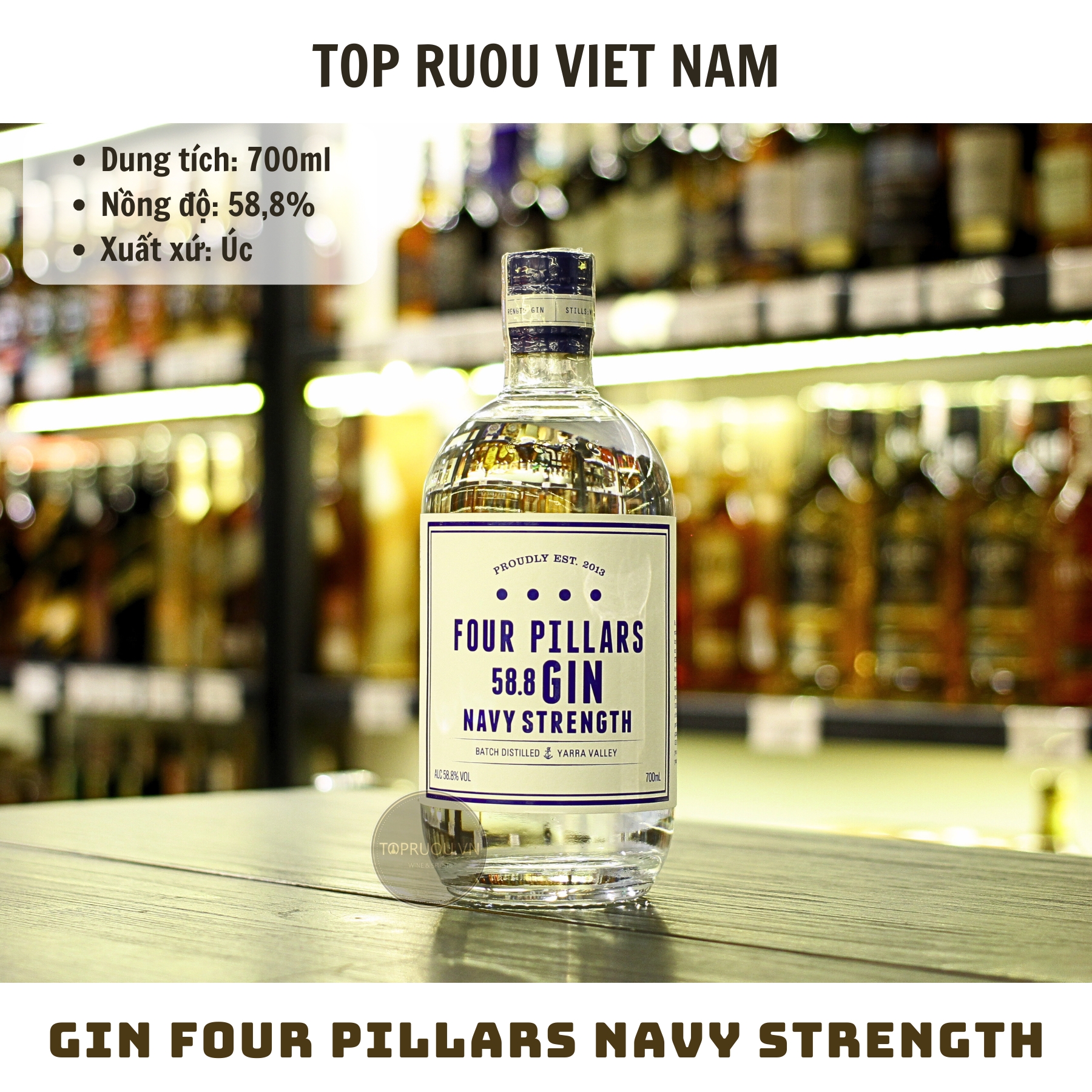 Gin Four Pillars Navy Strength - 700ml - 58.8% - Úc