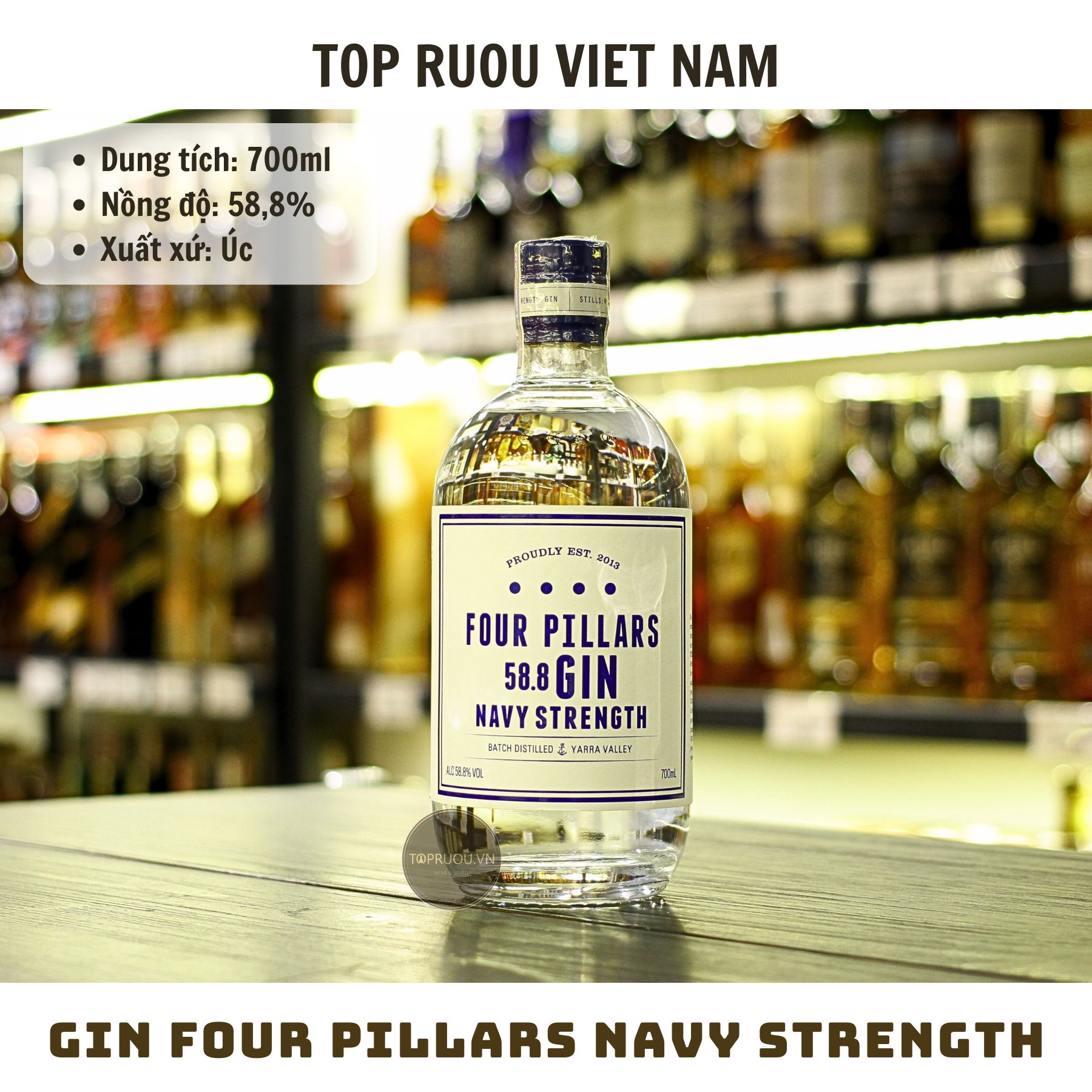 Gin Four Pillars Navy Strength - 700ml - 58.8% - Úc