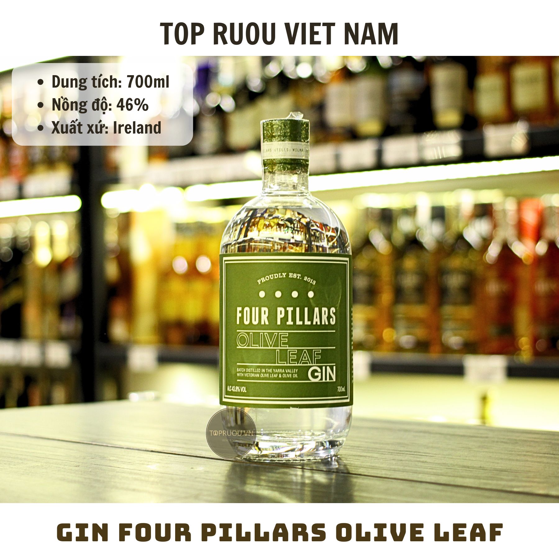 Gin Four Pillars Olive Leaf - 700ml - 43.8% - Úc