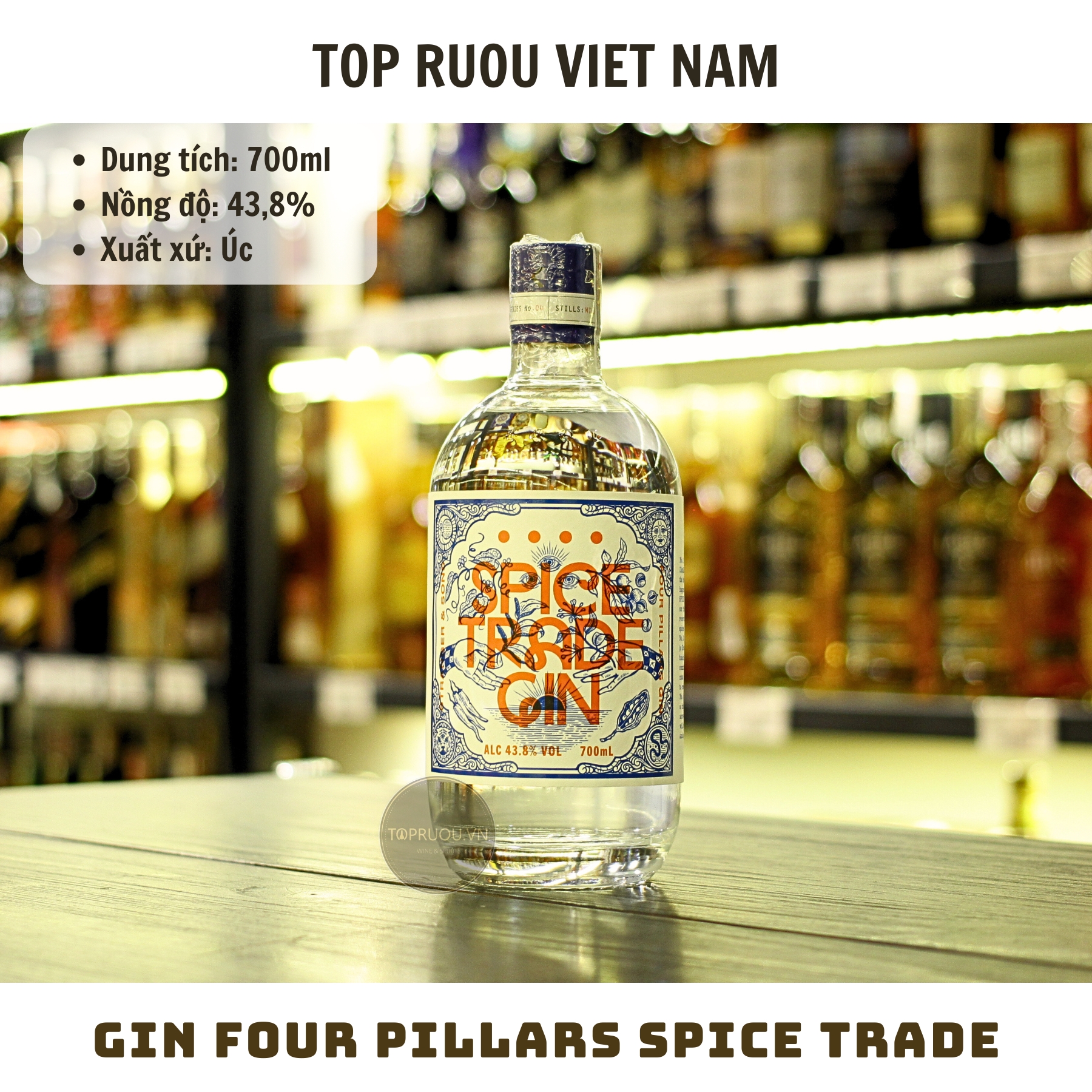 Gin Four Pillars Spice Trade - 700ml - 43.8% - Úc