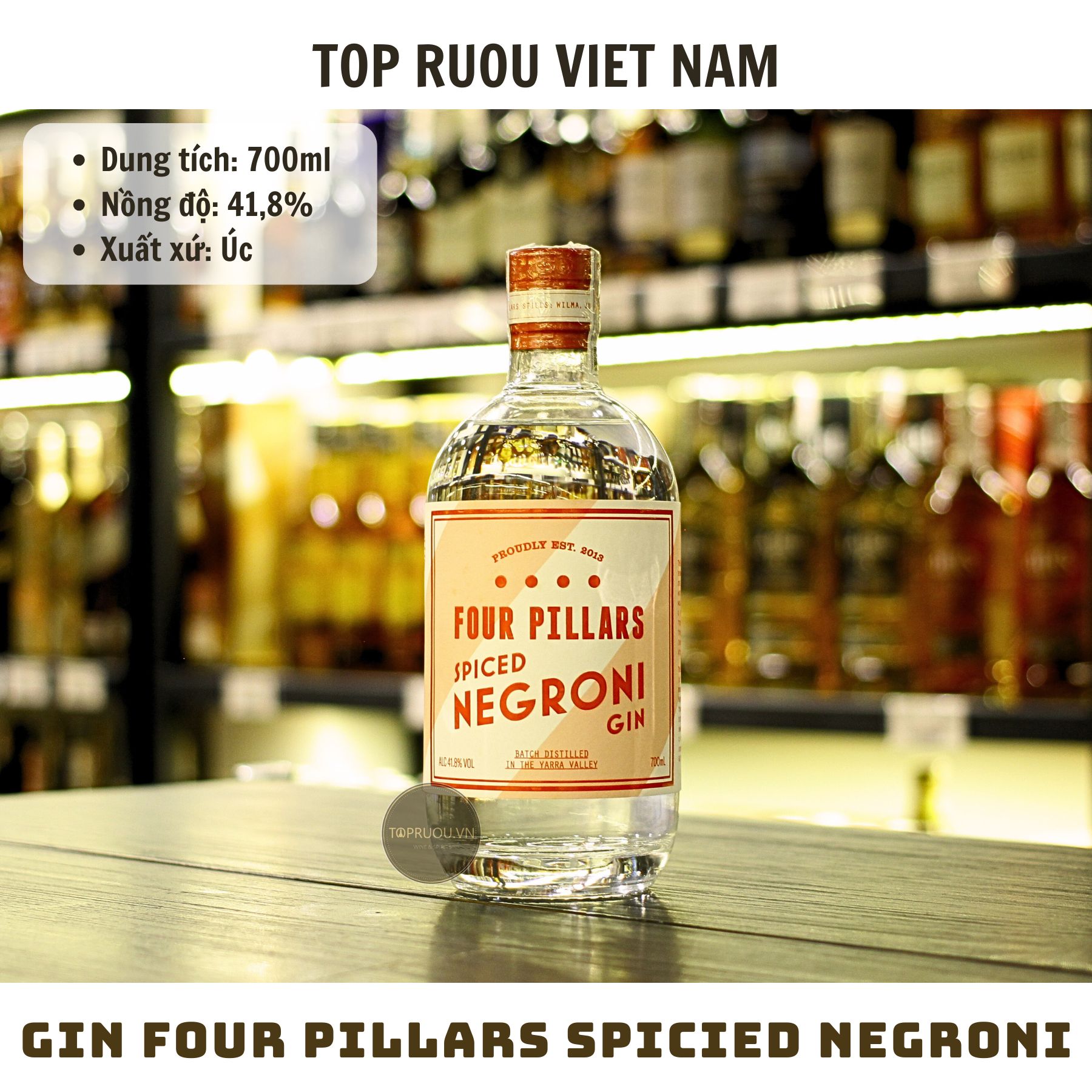 Gin Four Pillars Spicied Negroni - 700ml - 41.8% - Úc