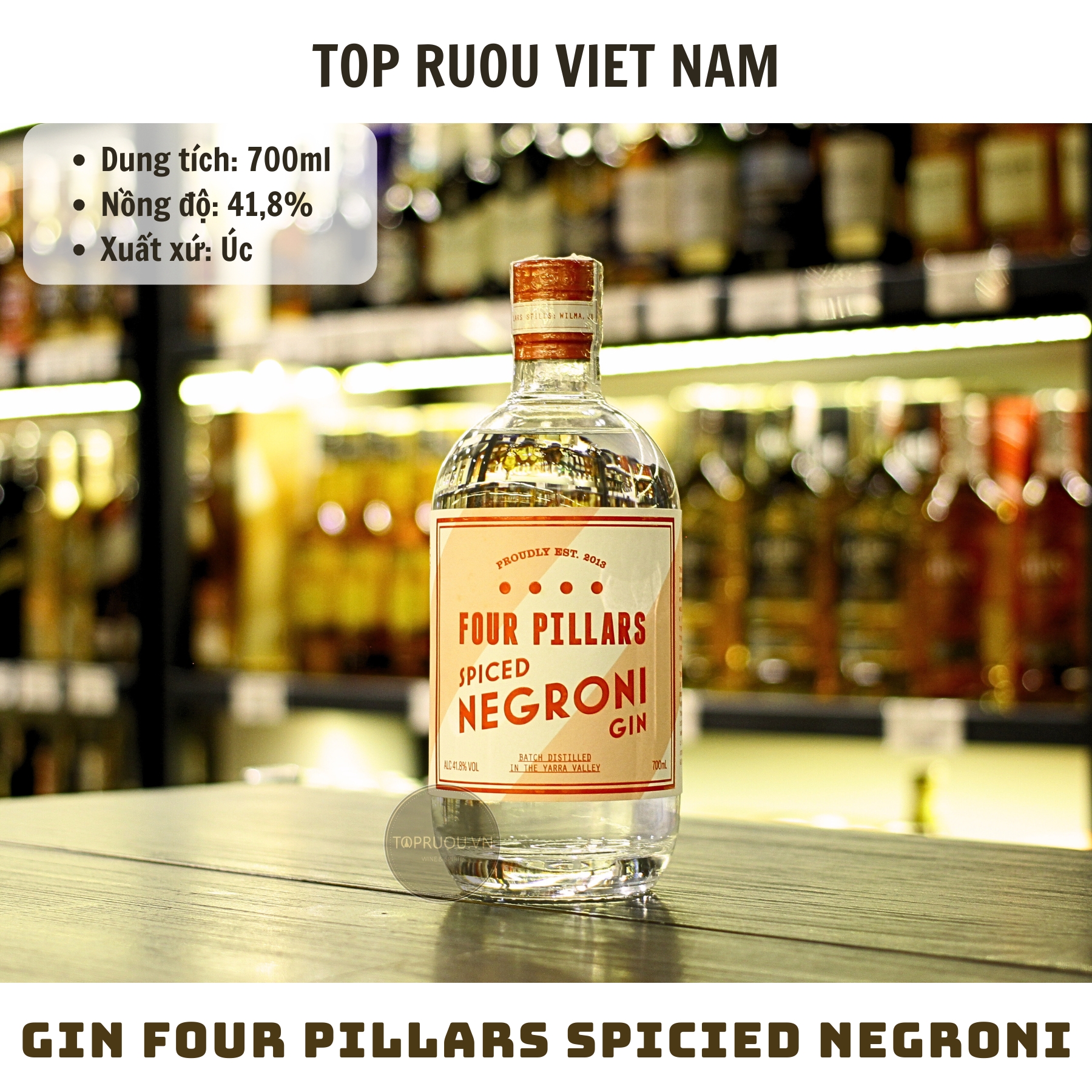Gin Four Pillars Spicied Negroni - 700ml - 41.8% - Úc