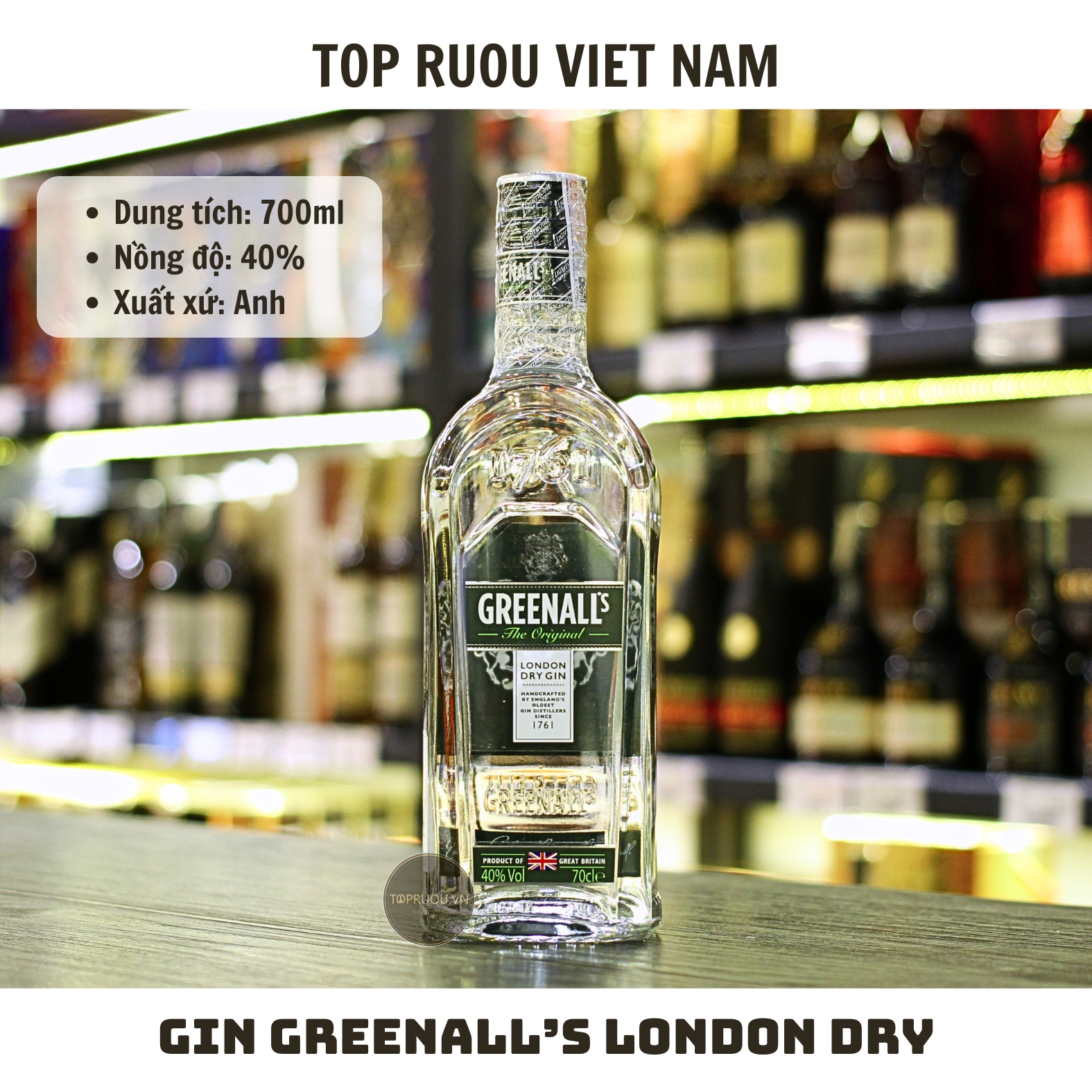 Gin Greenall's Original London Dry - 700ml - 40% - Anh