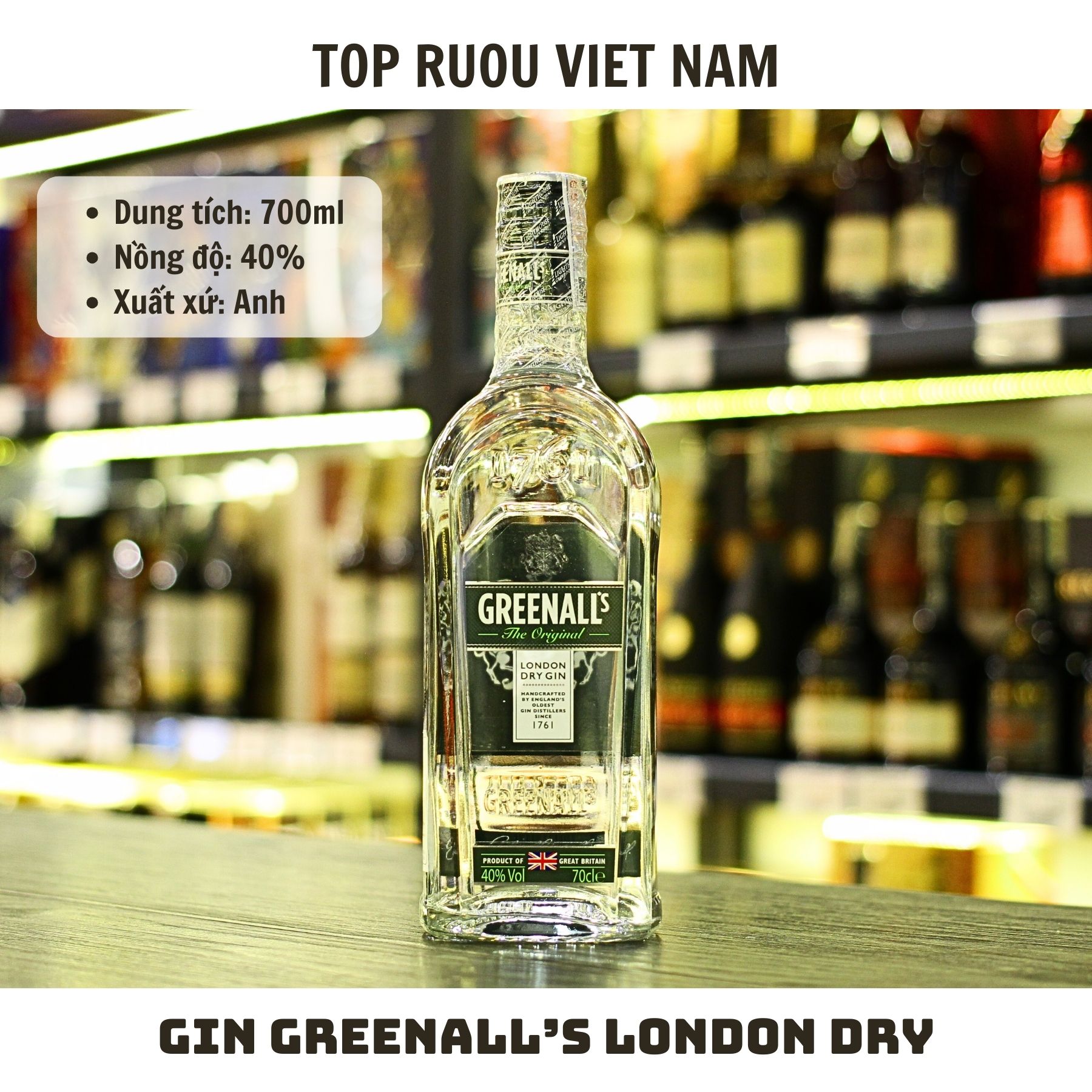 Gin Greenall's Original London Dry - 700ml - 40% - Anh