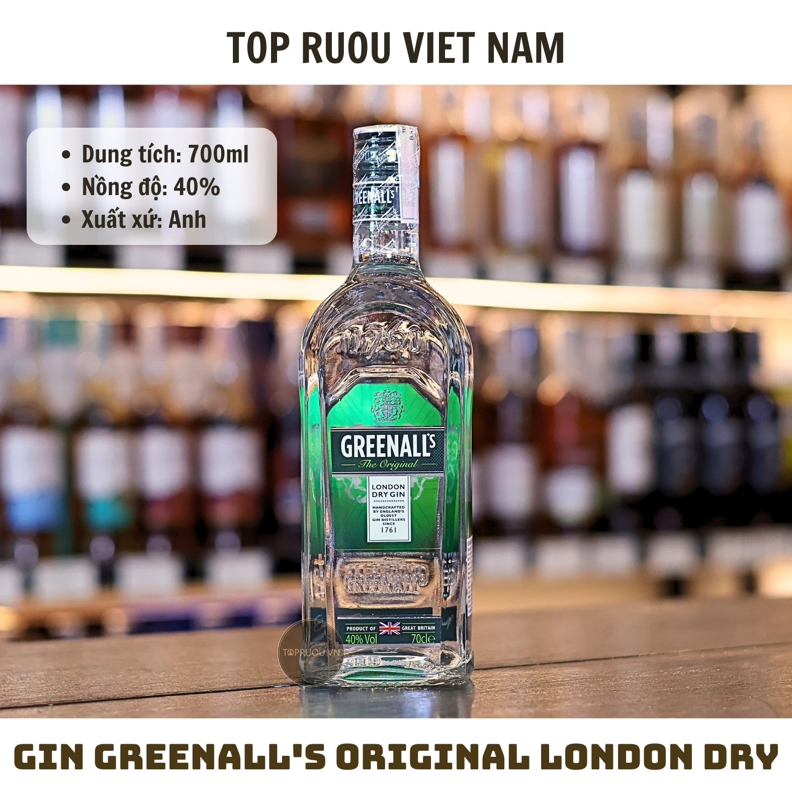 Gin Greenall's Original London Dry - 700ml - 40% - Anh
