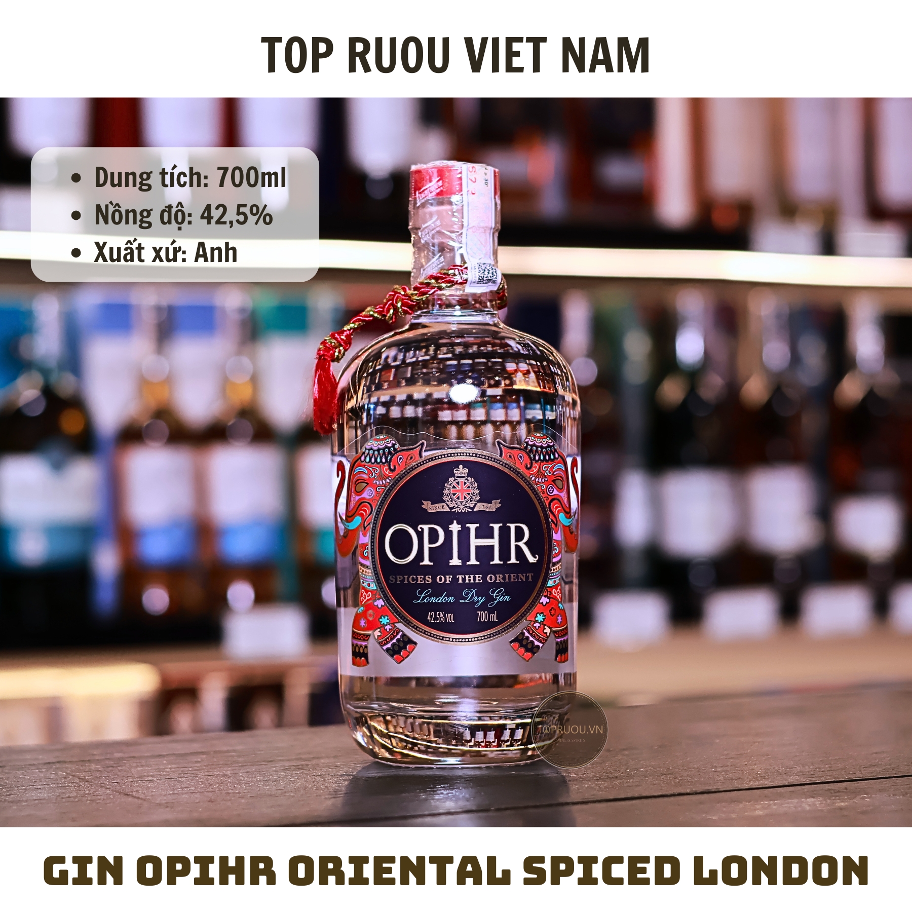 Gin Opihr Oriental Spiced London Dry - 700ml - 42,5% - Anh Quốc