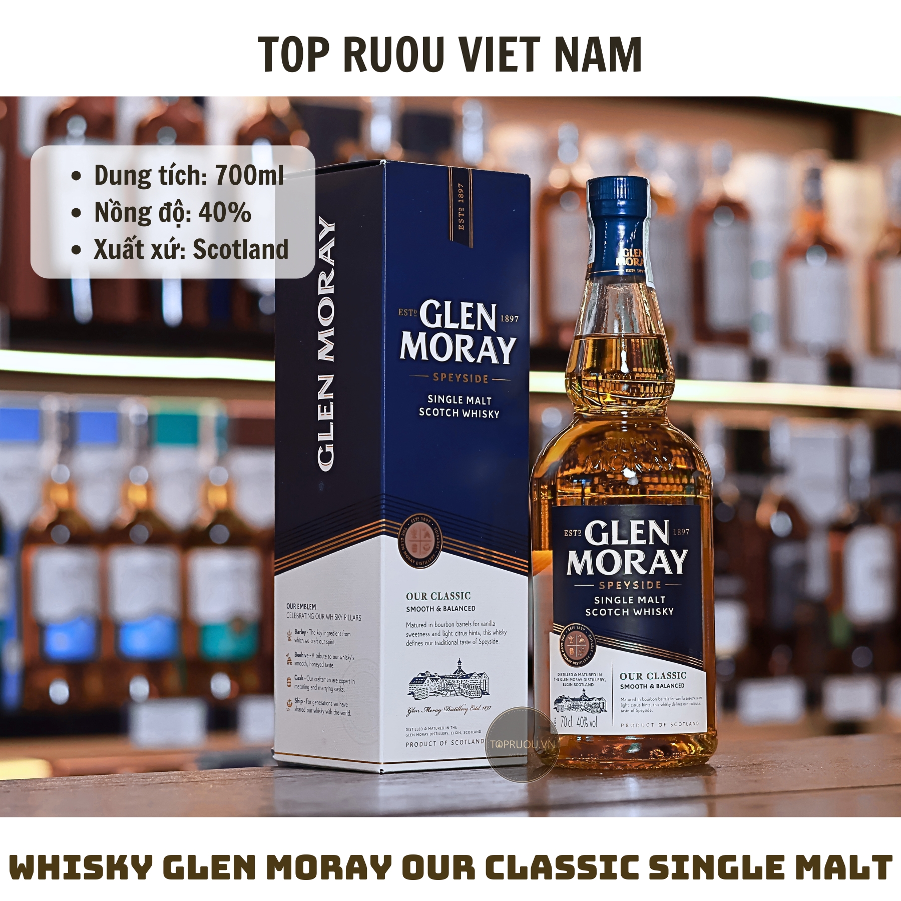 Whisky Glen Moray Our Classic Speyside Single Malt - 700ml - 40% - Scotland
