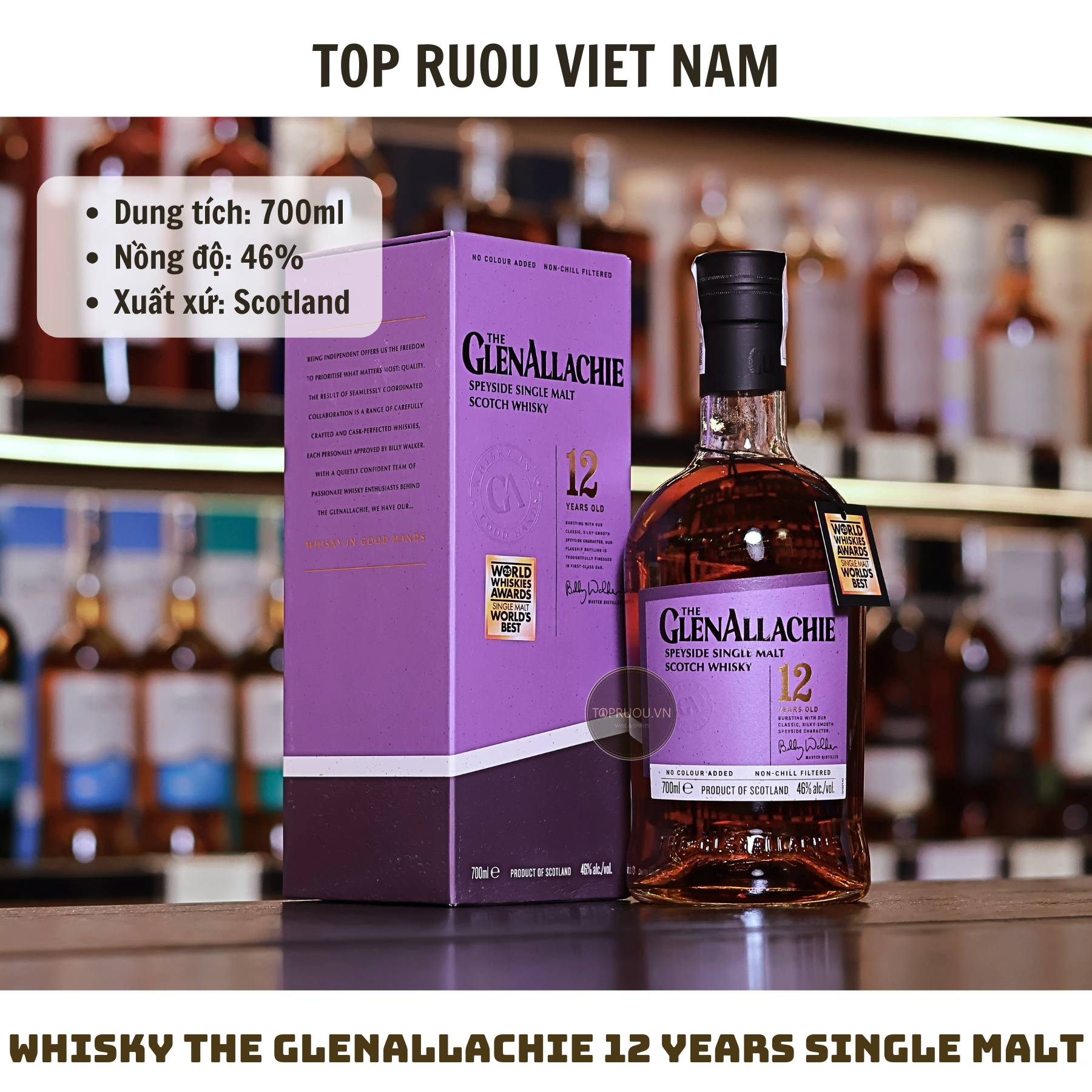 Whisky The Glenallachie 12 Years Speyside Single Malt - 700ml - 46% - Scotland