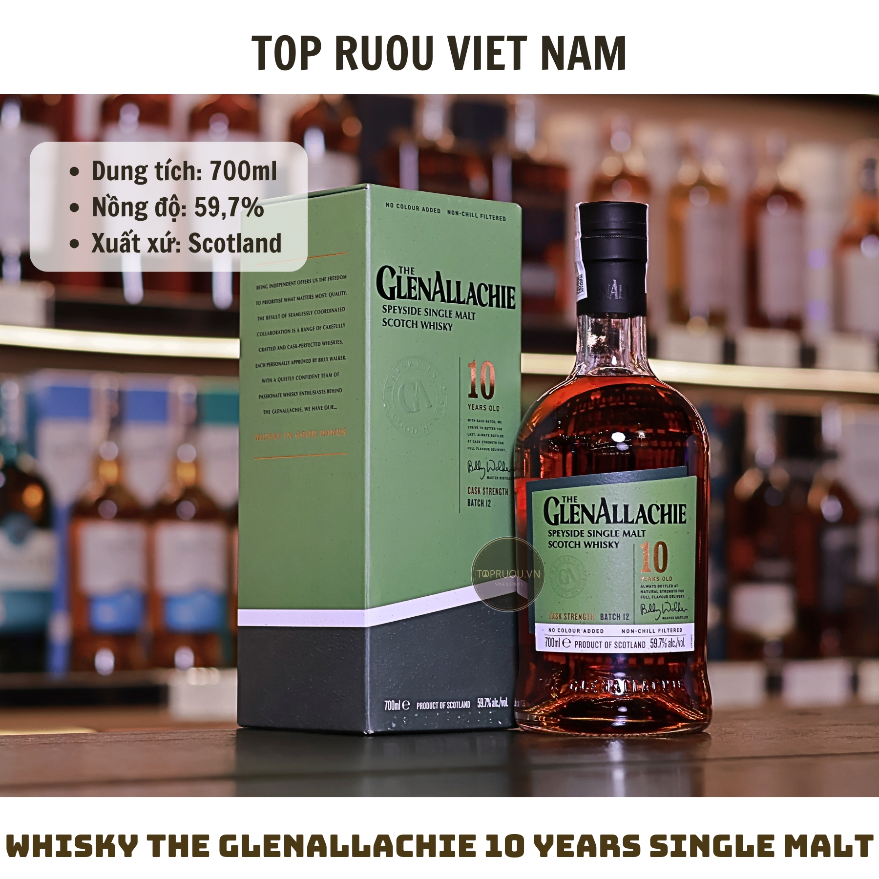 Whisky The Glenallachie 10 Years Speyside Single Malt - 700ml - 59,7% - Scotland