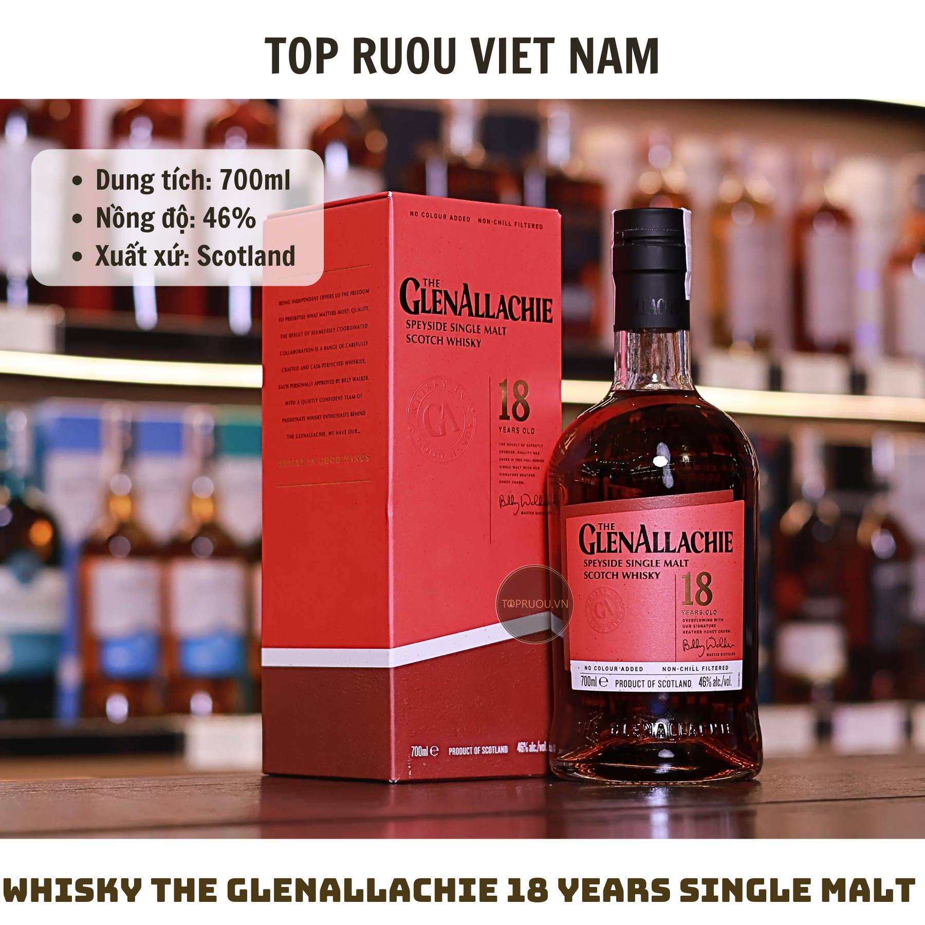 Whisky The Glenallachie 18 Years Speyside Single Malt - 700ml - 46% - Scotland