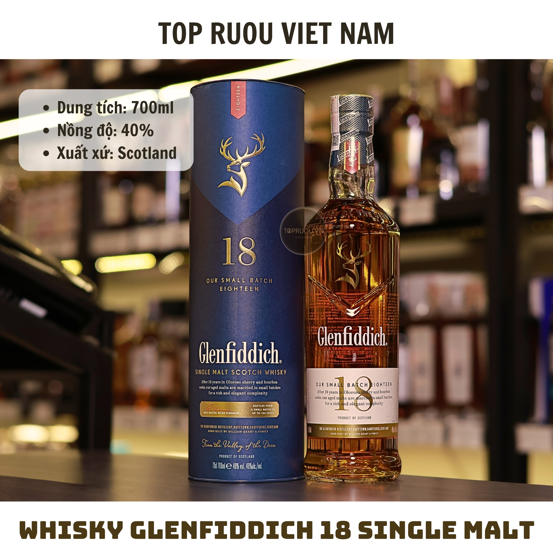 Whisky Glenfiddich 18 Single Malt - 700ml - 40% - Scotland