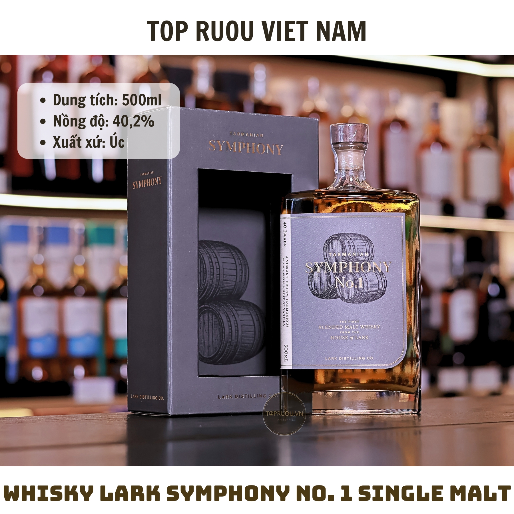 Whisky Lark Symphony No. 1 Single Malt - 500ml - 40,2% - Úc