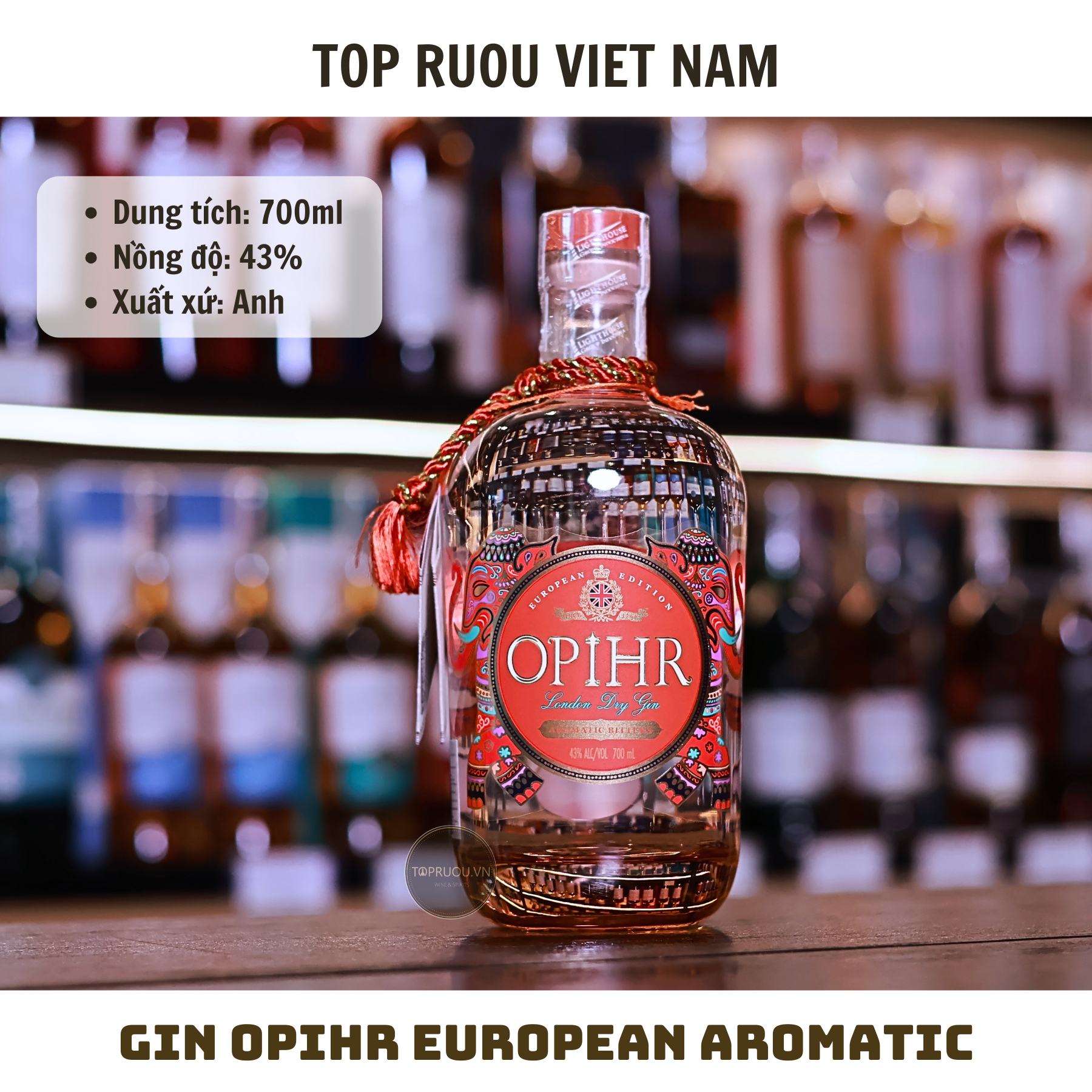 Gin Opihr European Aromatic Bitters - 700ml - 43% - Anh Quốc