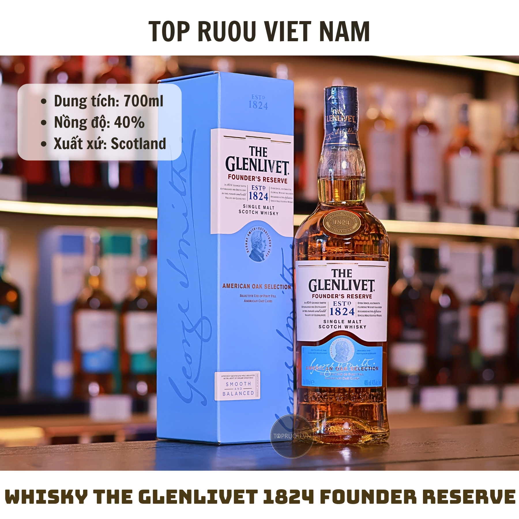 Whisky The Glenlivet 1824 Founder Reserve Single Malt - 700ml - 40% - Scotland