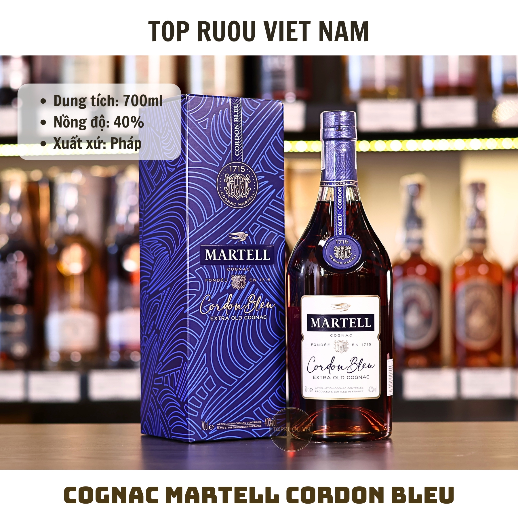 Cognac Martell Cordon Bleu - 700ml - 40% - Pháp