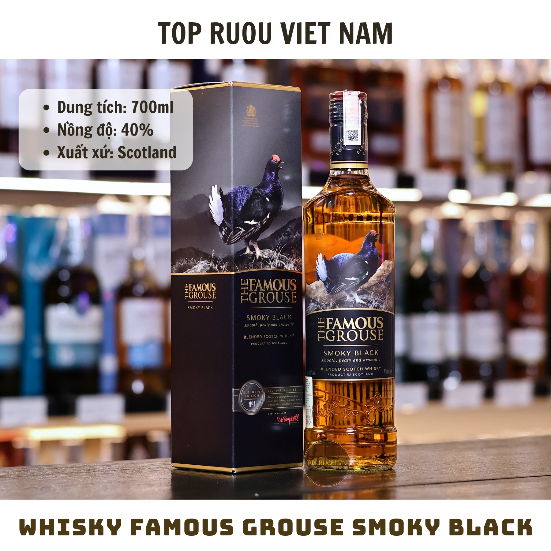 Whiky Famous Grouse Smoky Black - 700ml - 40% - Scotland