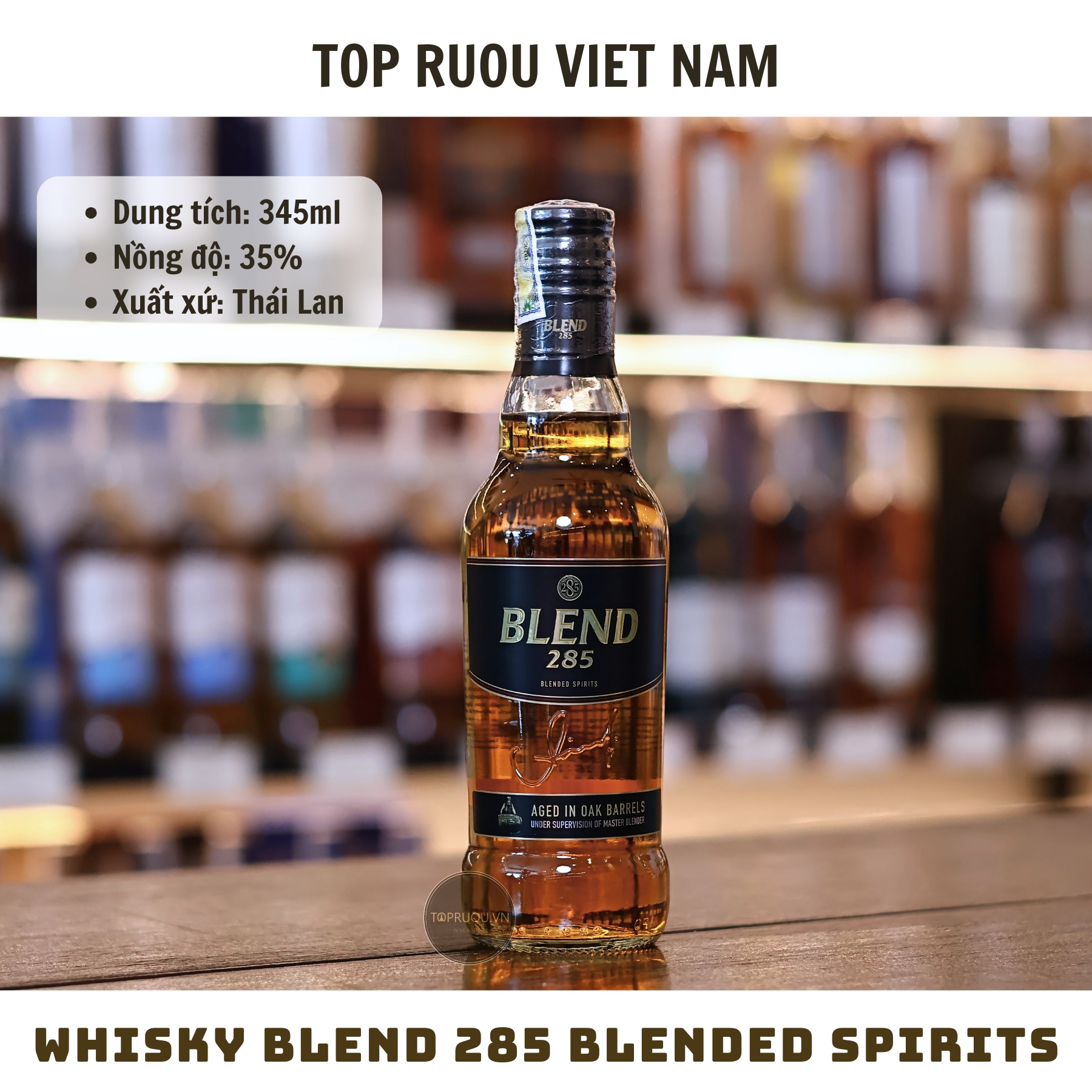Whisky Blend 285 Signature - 345ml - 35% - Thái Lan