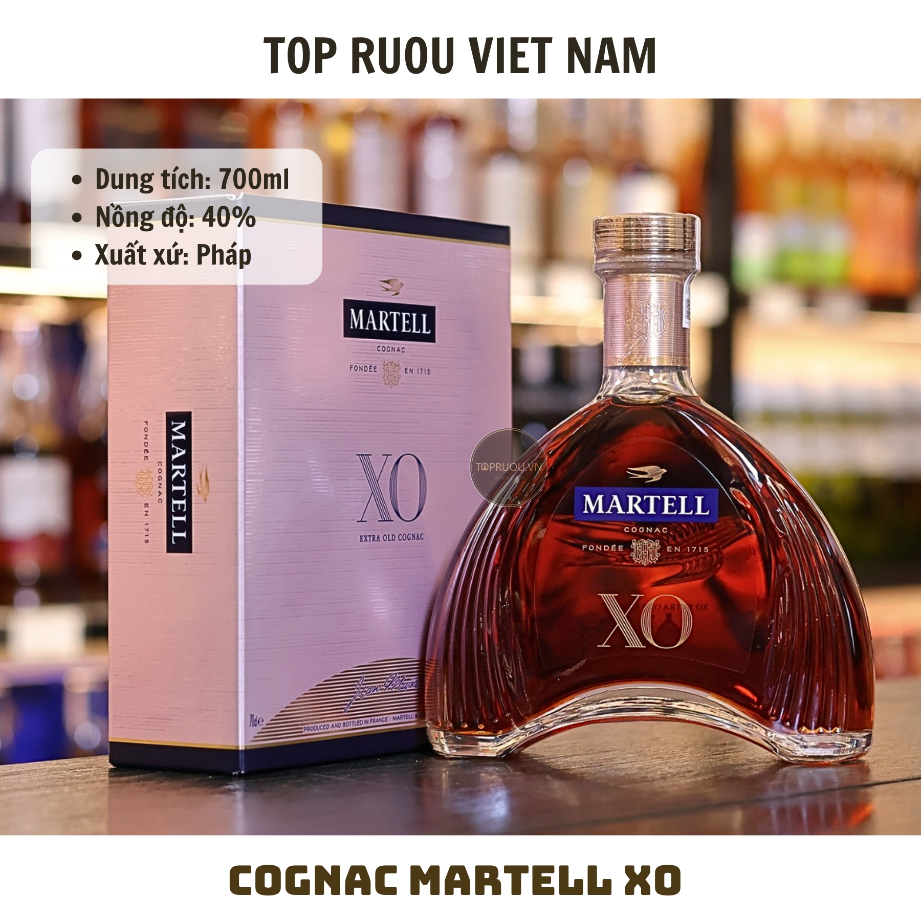 Cognac Martell XO - 700ml - 40% - Pháp