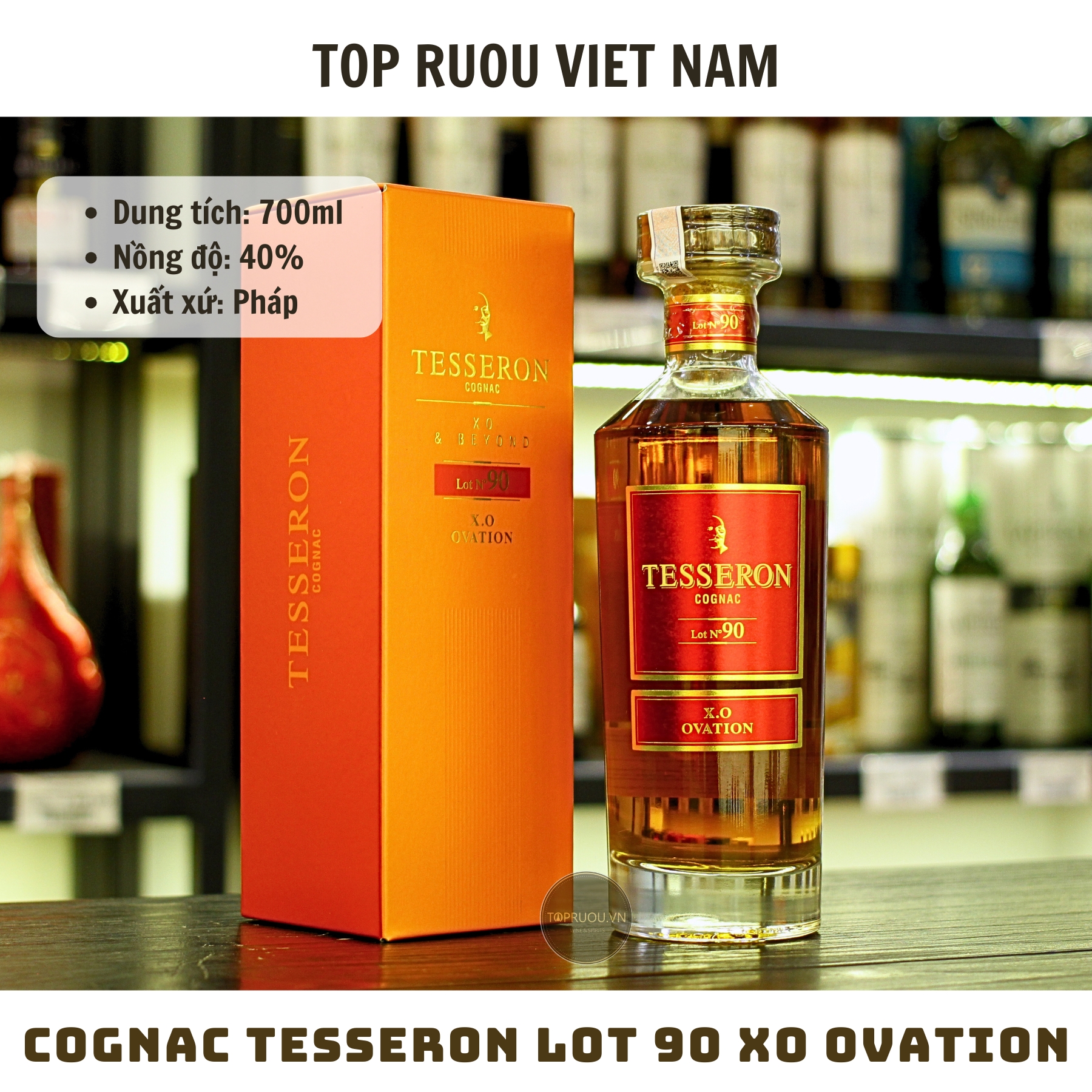 Cognac Tesseron Lot 90 XO Ovation - 700ml - 40% - Pháp