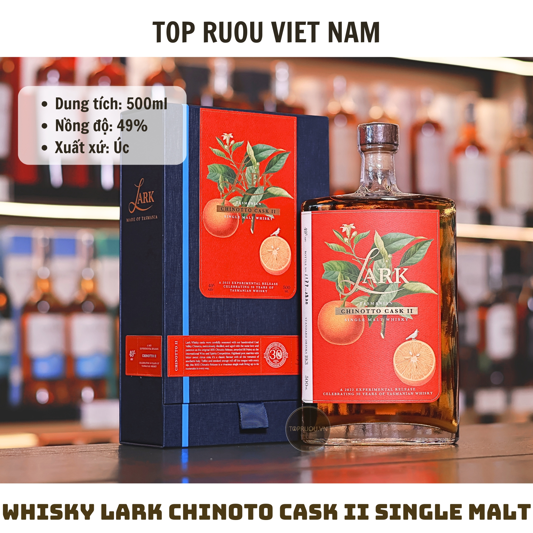 Whisky Lark Chinoto Cask II Single Malt - 500ml - 49% - Úc