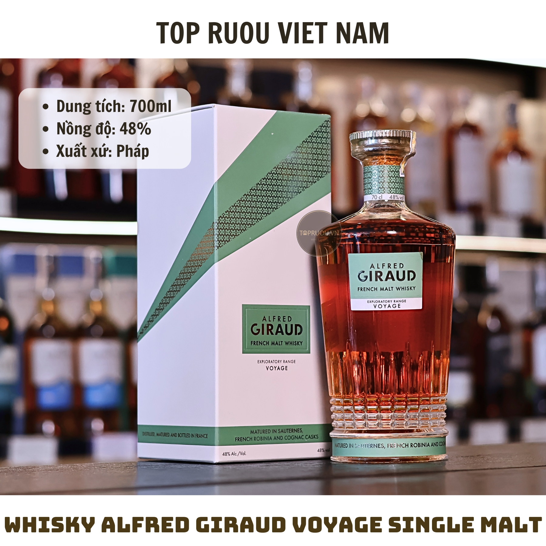 Whisky Alfred Giraud Voyage Single Malt - 700ml - 48% - Pháp