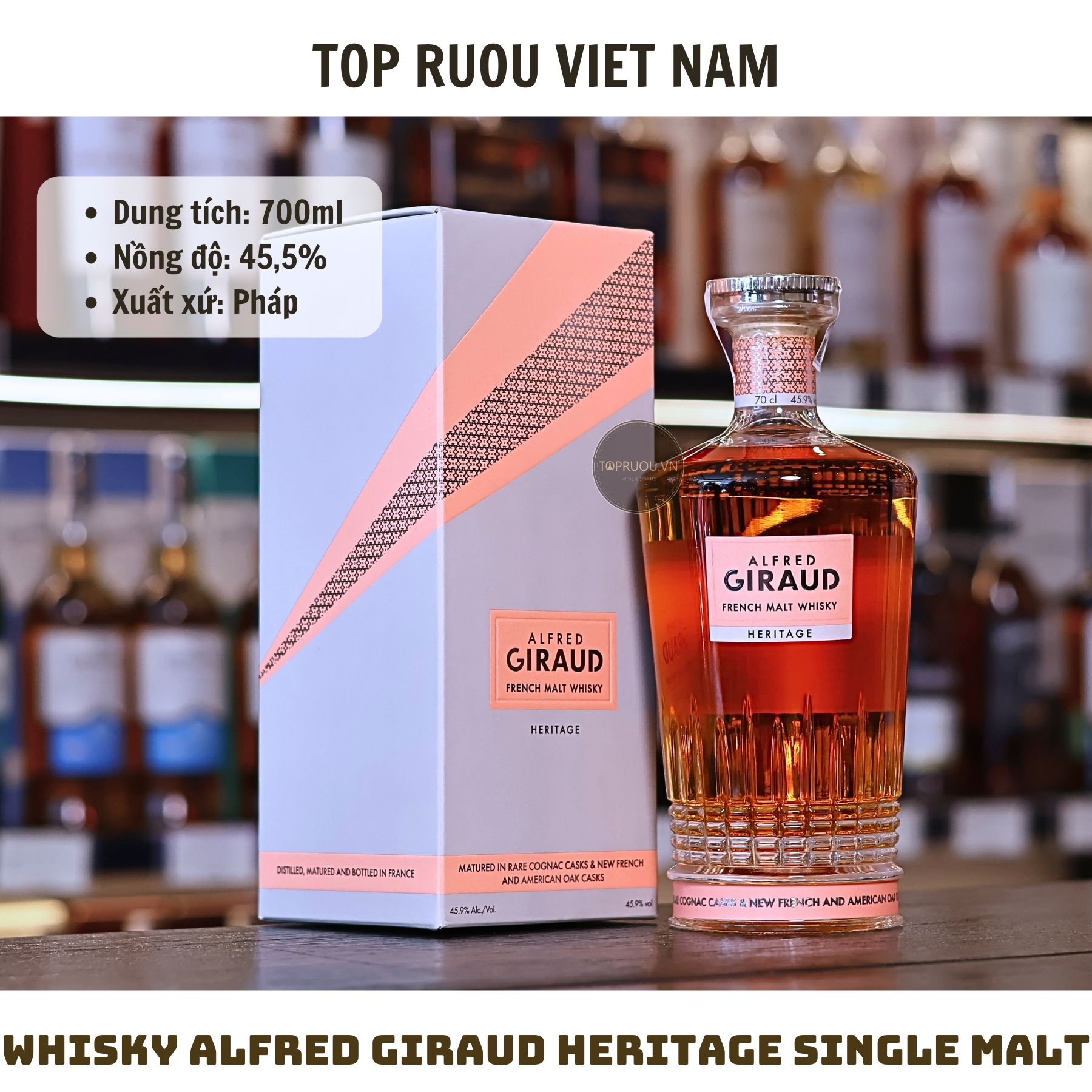 Whisky Alfred Giraud Heritage Single Malt - 700ml - 45,9% - Pháp