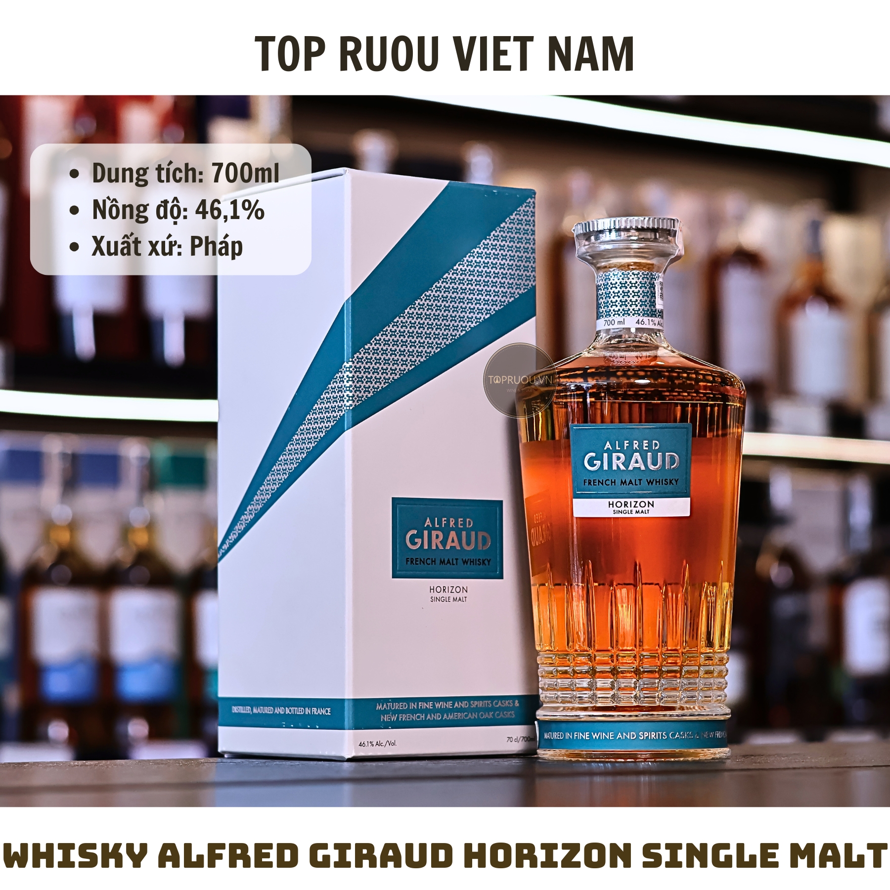 Whisky Alfred Giraud Horizon Single Malt - 700ml - 46,1% - Pháp