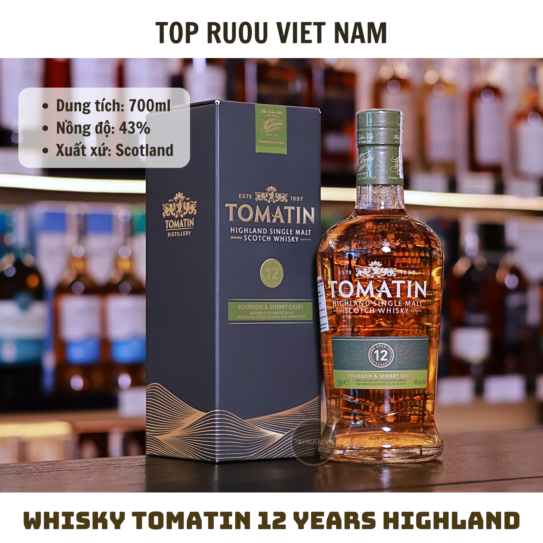 Whisky Tomatin 12 Years Highland Single Malt - 700ml - 43% - Scotland
