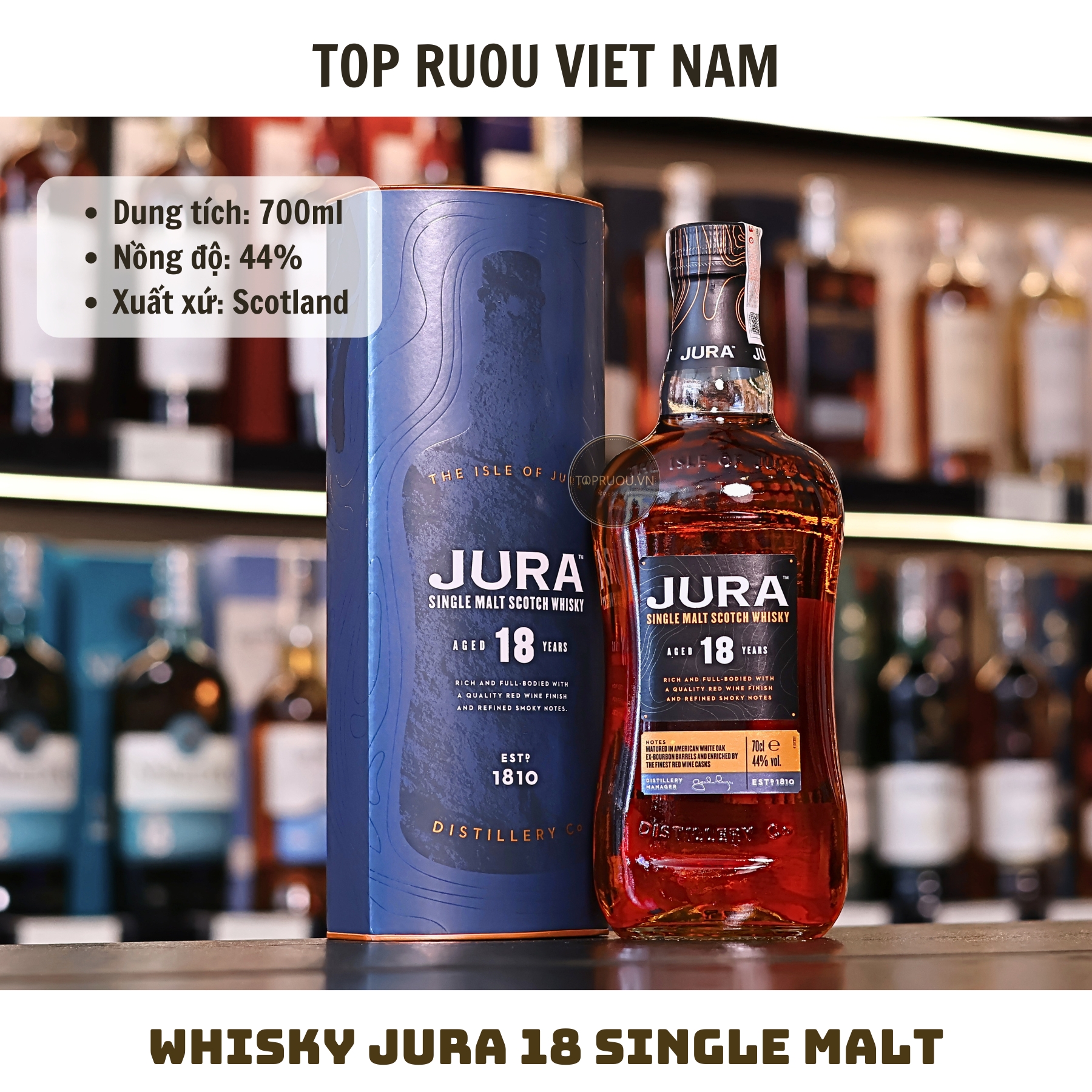 Whisky Jura 18 Single Malt - 700ml - 44% - Scotland