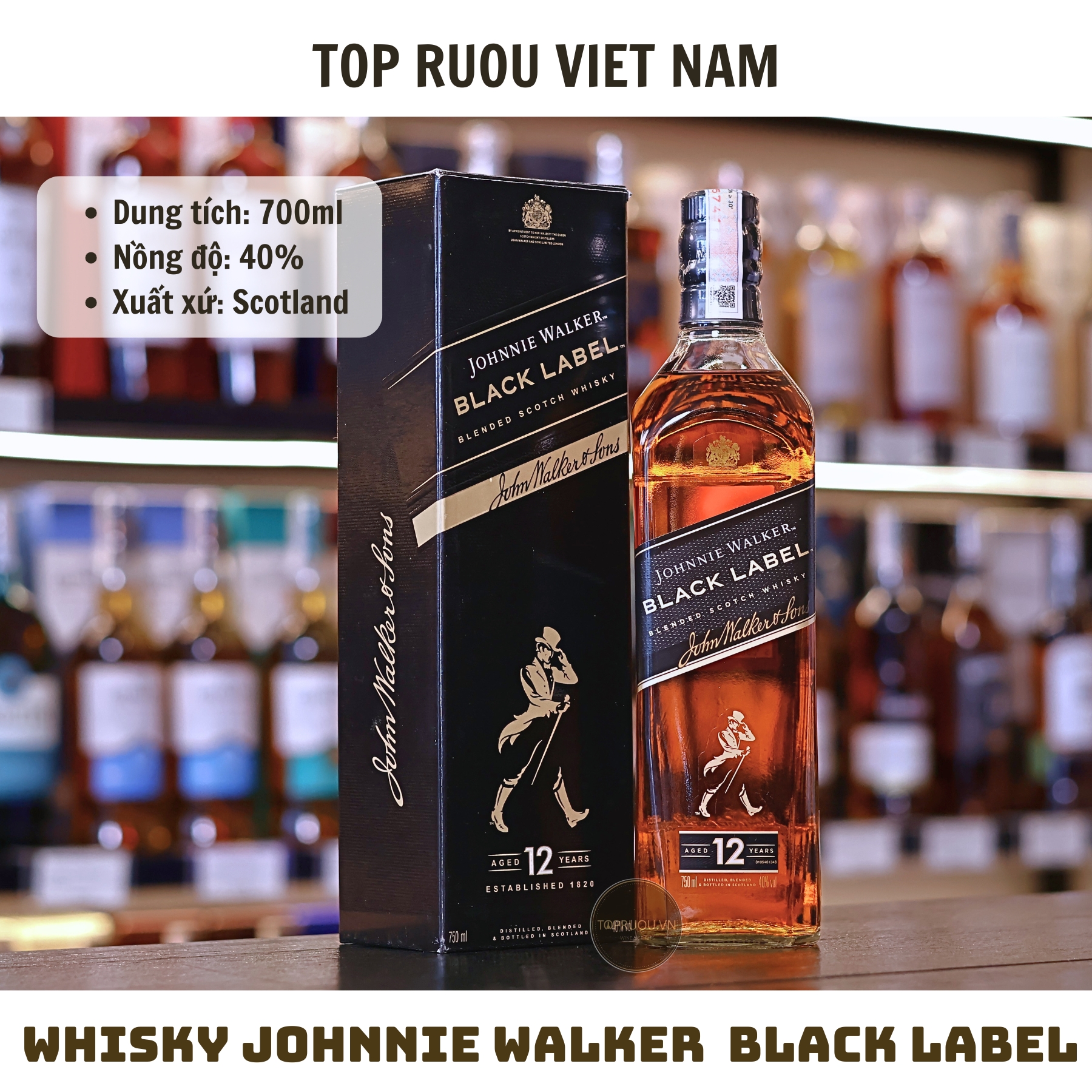 Whisky Johnnie Walker Black Label - 700ml - 40% - Scotland